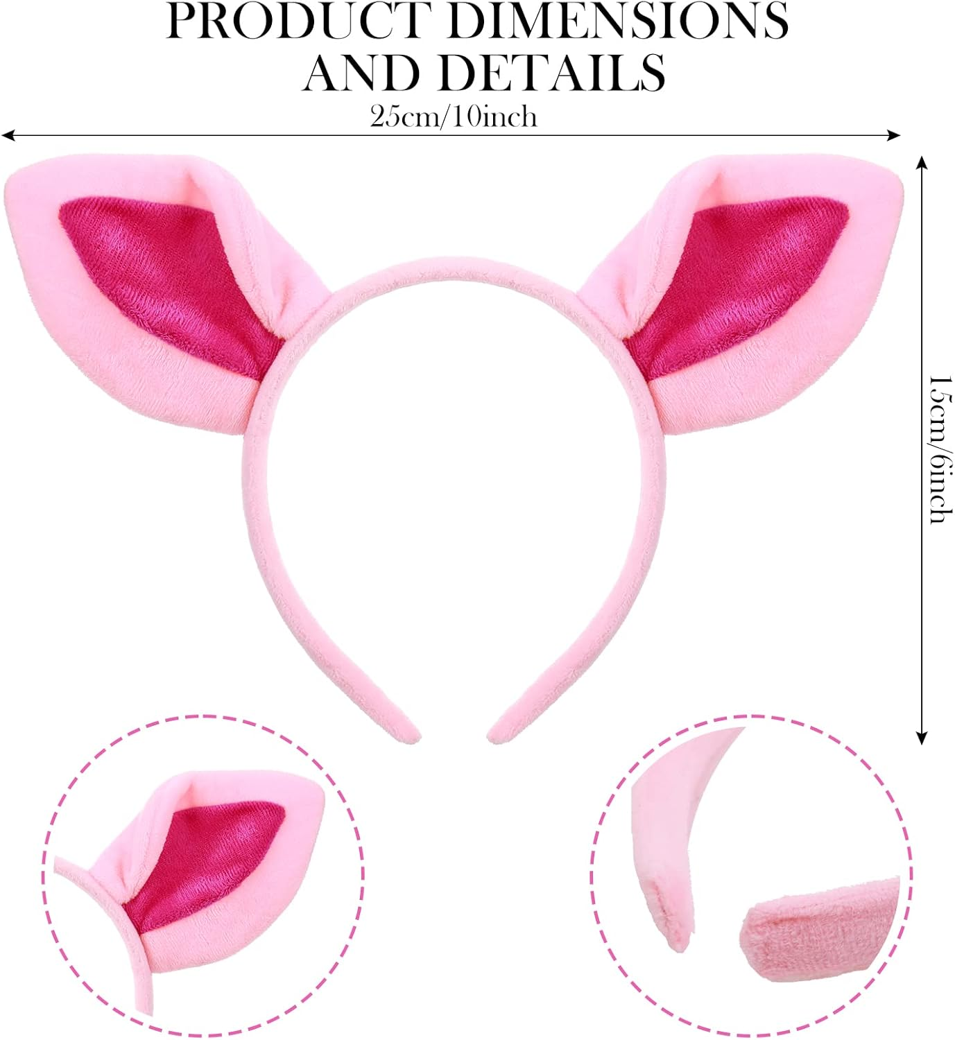 Cindeer 3 Pcs Zoo Animal Ear Costume Headband Jungle Safari Plush Ear Hair Hoop for Adult Animal Party Cosplay Prop image number 6