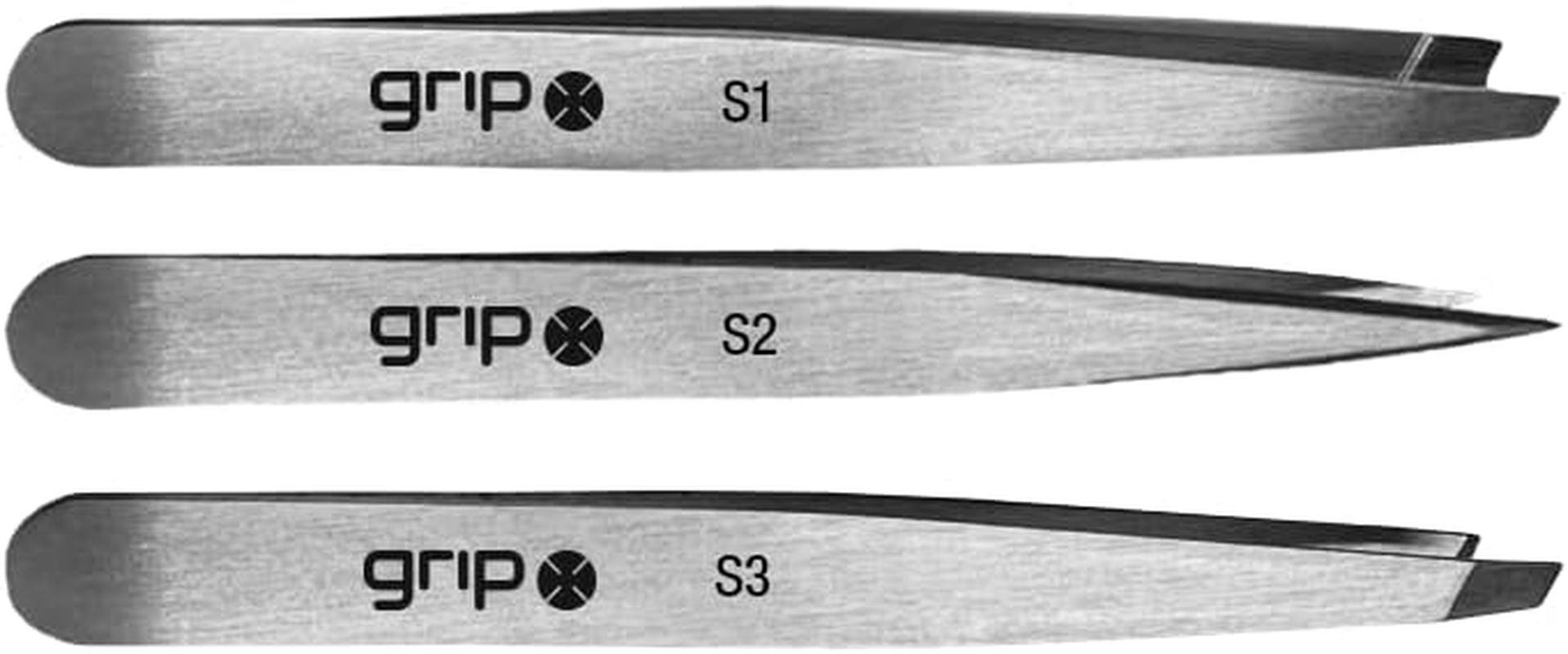 Grip Tweezer Stainless Steel 3Pk &ndash; Slanted, Claw Slanted & Pointed Tweezers for Precision Grooming &ndash; Eyebrow, Ingrown Hair & Splinter Removal Tools