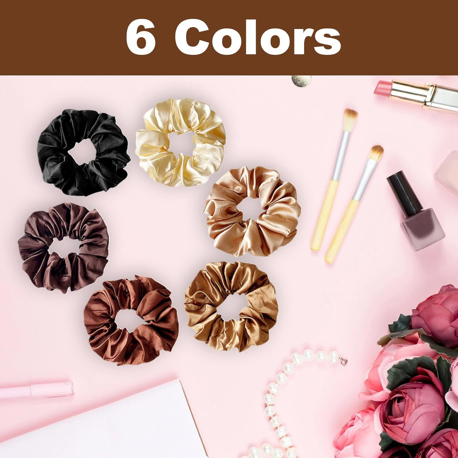 Tiyiyok Pack of 6 Women'S Hair Bands, Hair Accessories for Women, Scrunchies, Lightweight, Soft and Comfortable, Reduces Pulling and Damage to the Hair, Satin Hair Band image number 6