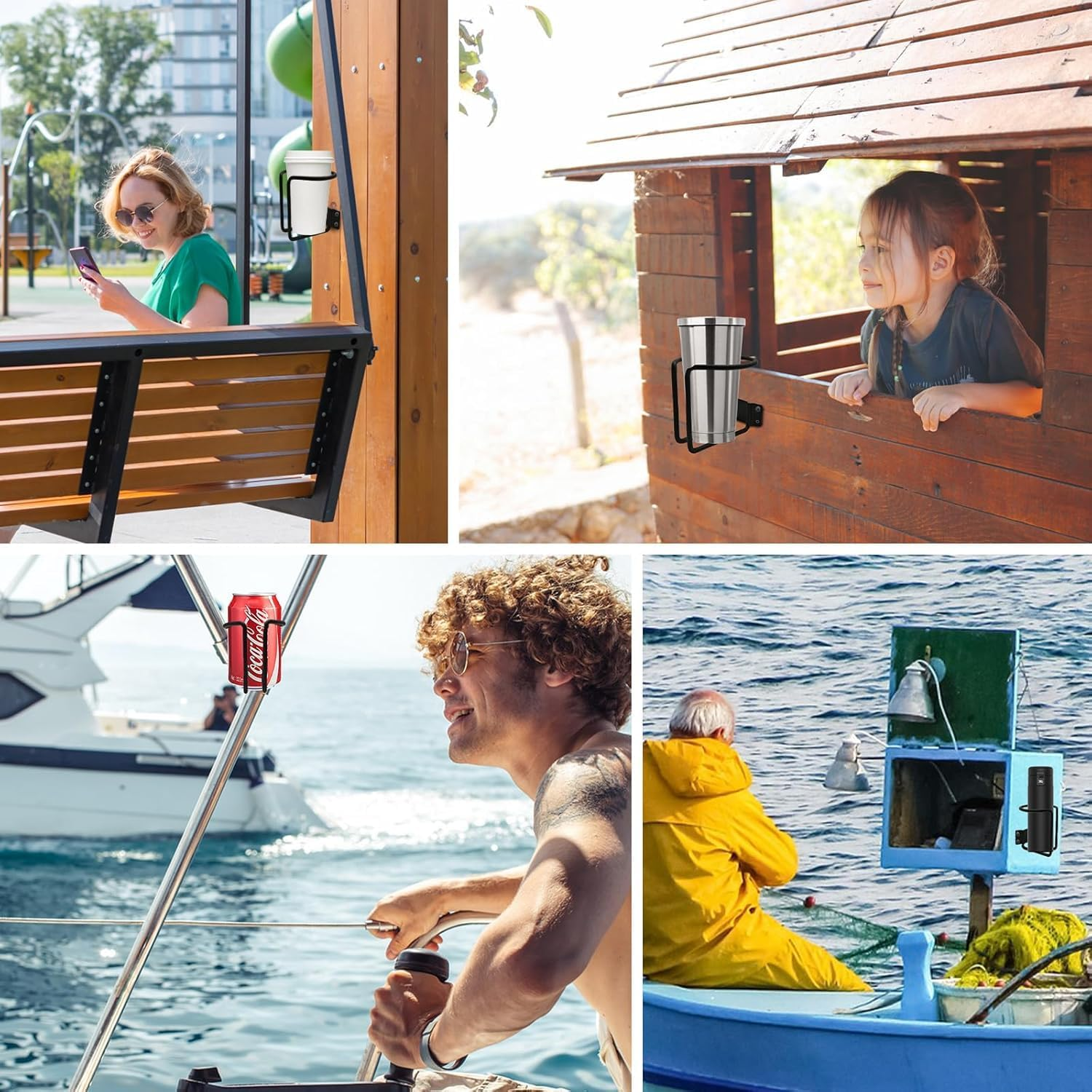 Stainless Steel Ring Shaped Boat Cup Drink Holder with Screws, 2Pcs Wall Rail Mounted Boat Ring Cup Holder, Metal Ring-Shaped Drink Holder for Boats, Silver image number 1