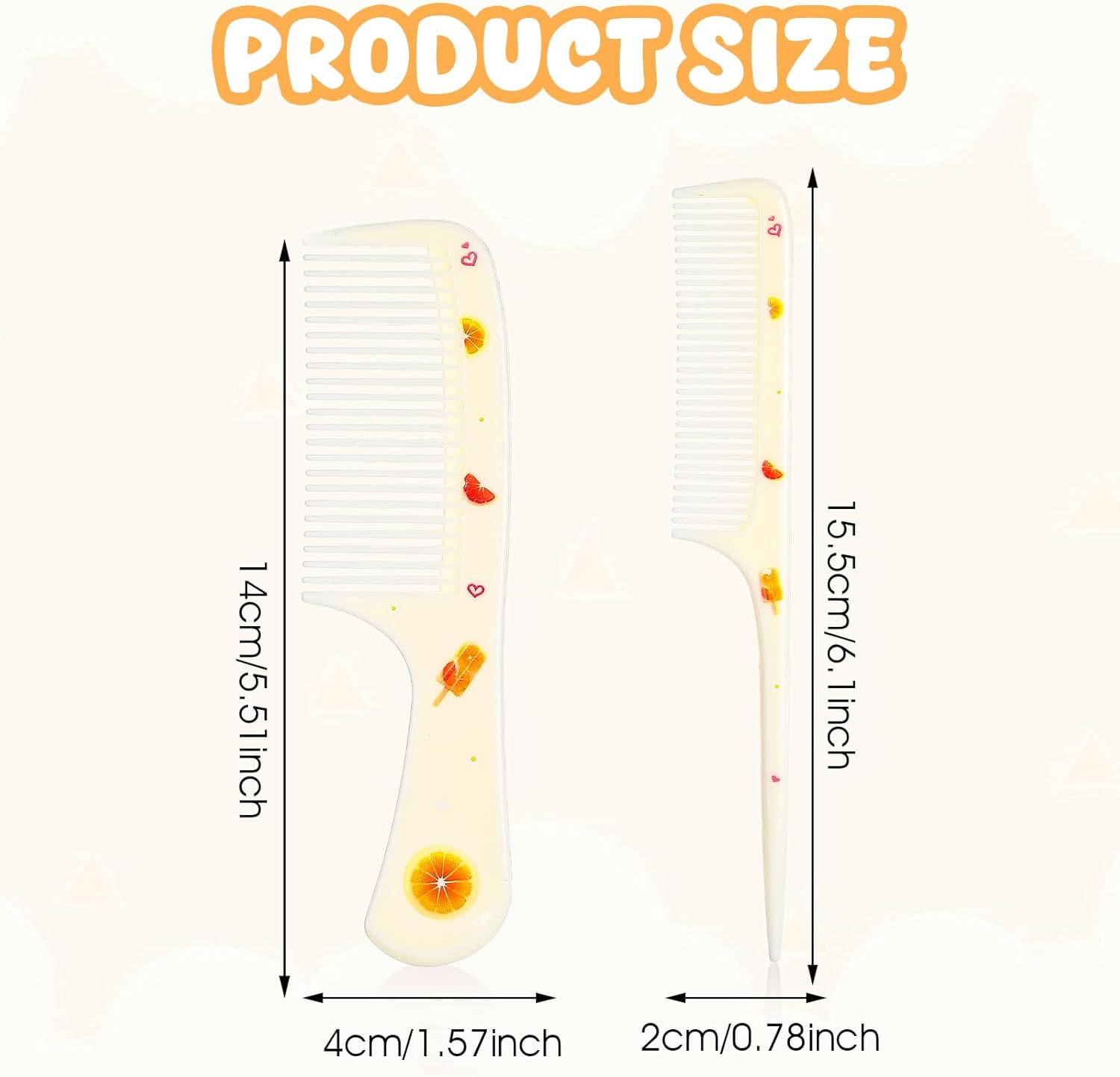 Toddler Comb Set, Small Cute Fine Tooth Comb & Rat Tail Comb for Kids Styling, Yellow Mini Hair Comb Plastic Parting Combs, Anti-Static Hairdressing Comb for Baby Girl Wet Dry Hair (2Pcs) image number 3