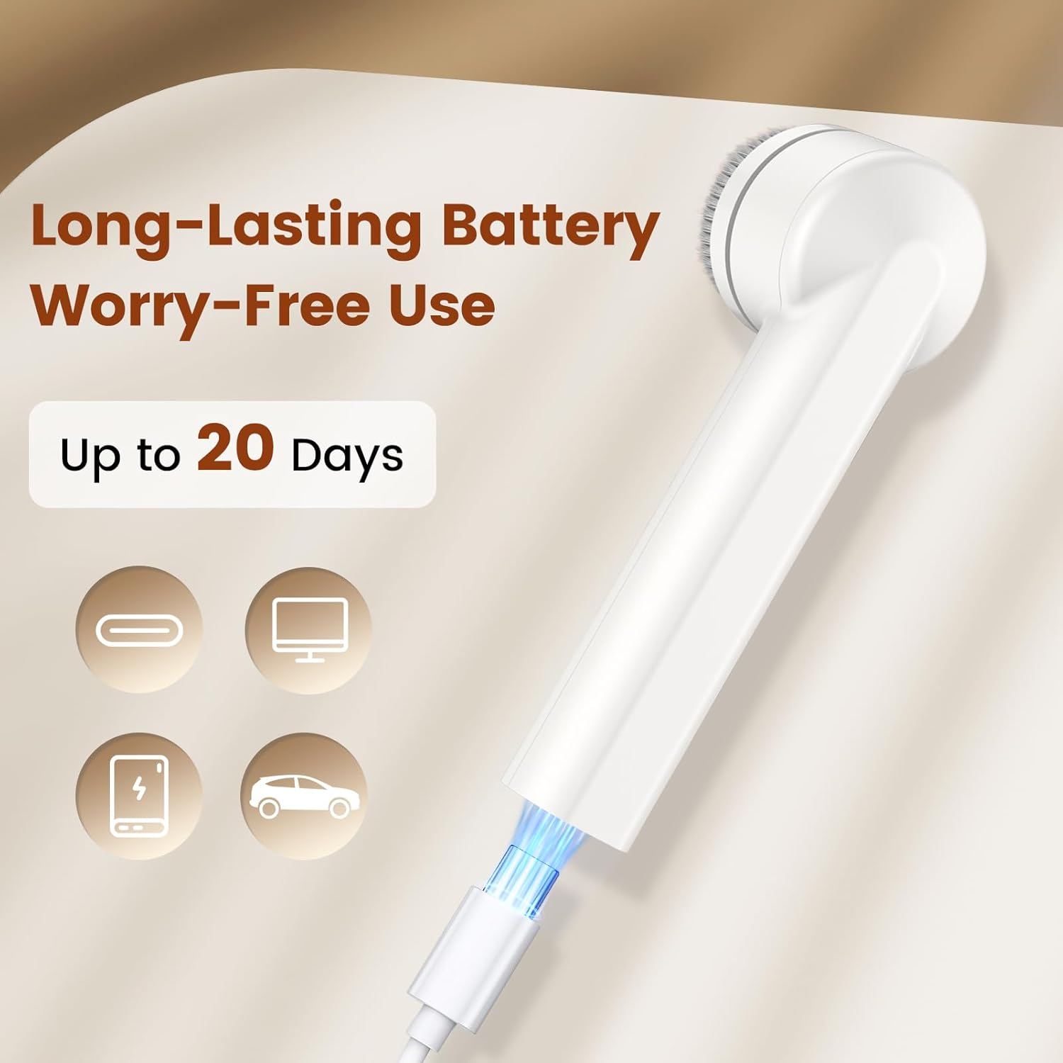 DOCOCO Face Scrubber, Dual Rotations Facial Cleansing Brush with 3 Brushheads, Spin Face Brush for Pore Deep Cleansing, Waterproof Rotating Cleanser for Gentle Exfoliating image number 5