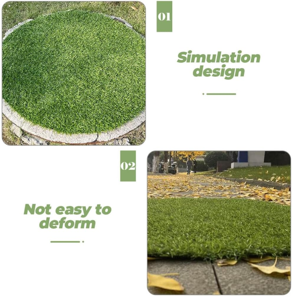 HANABASS Artificial Grass Mat round Fake Turf Tiles Realistic Grass Rug Circular Carpet Outdoor Indoor Area Rug Synthetic Grass Runner Soft Grass Mat For image number 1