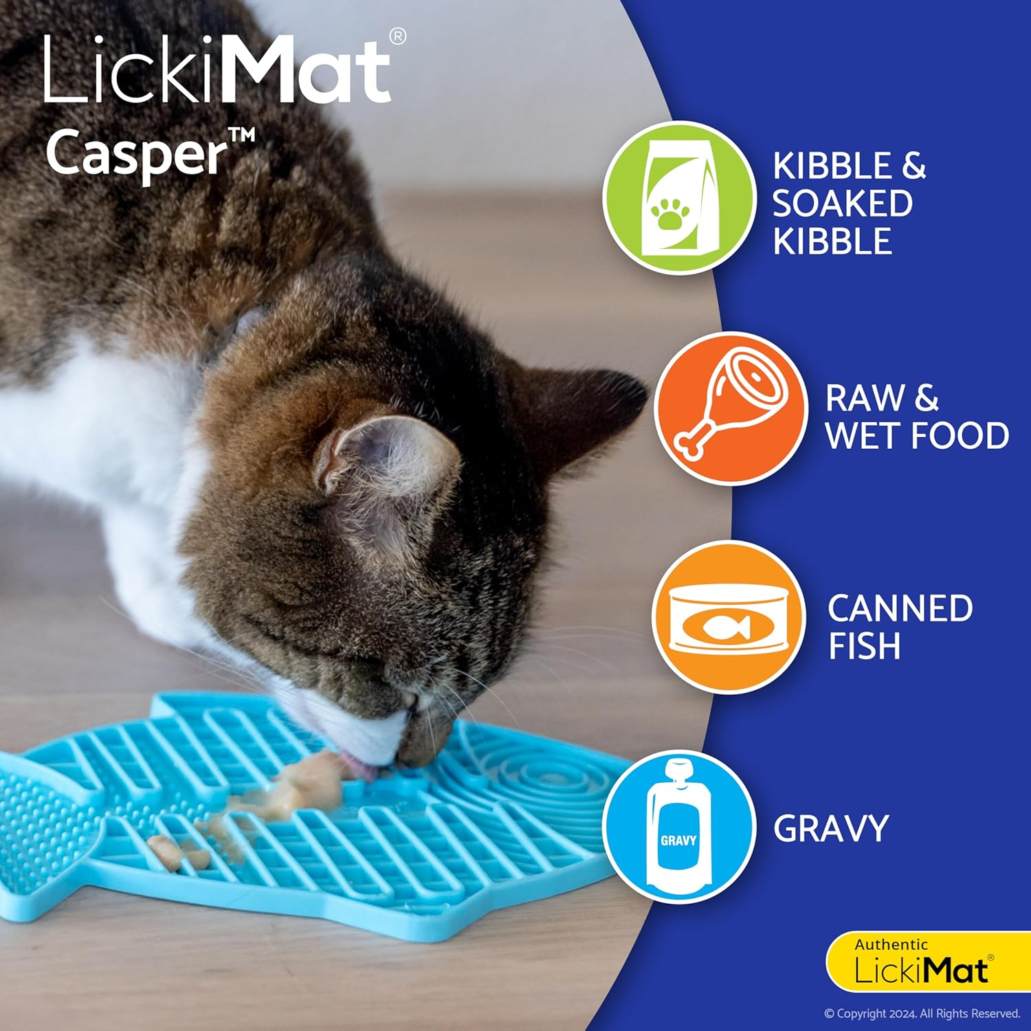 Lickimat Casper & Felix, Fish-Shaped Cat Slow Feeders for Feline Boredom and Anxiety Reduction; Perfect for Food, Treats and Anxiety Reduction. (Green Turquoise) image number 6