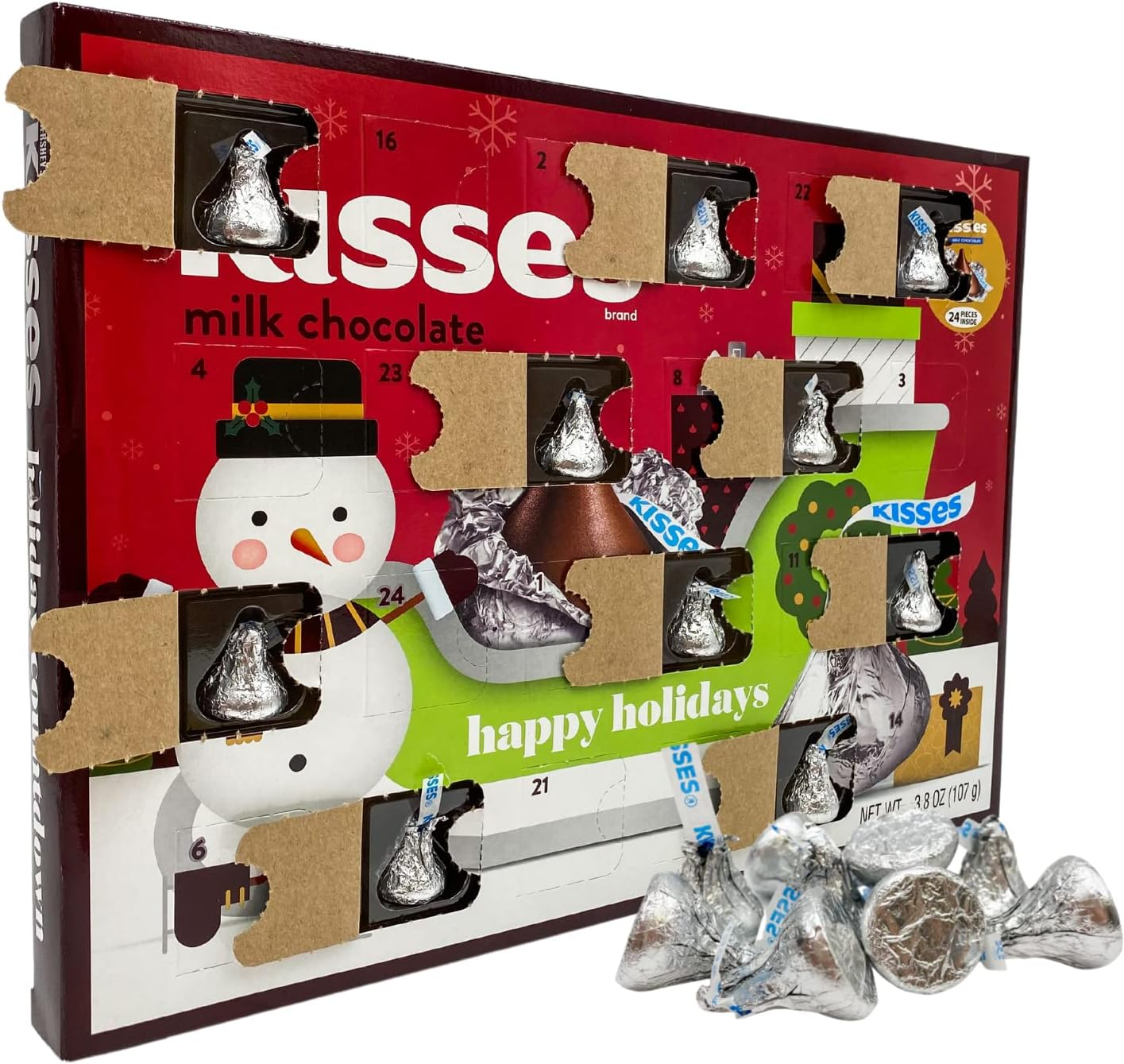 Hershey Milk Chocolate Kisses Candy Filled 2024 Christmas Advent Calendar image number 2