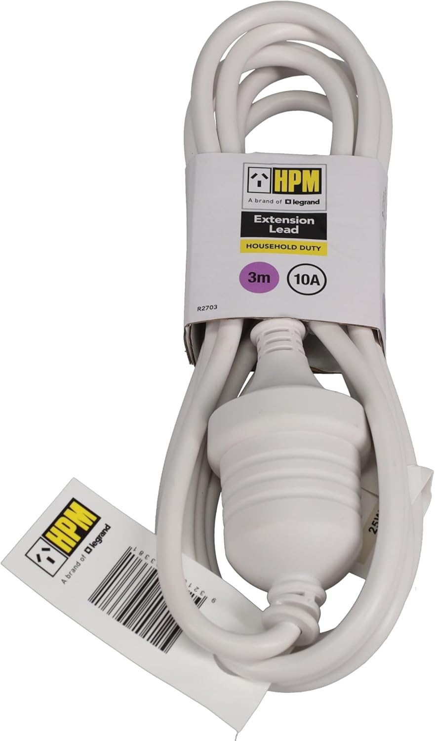 HPM Household Duty Extension Lead White 3M image number 2
