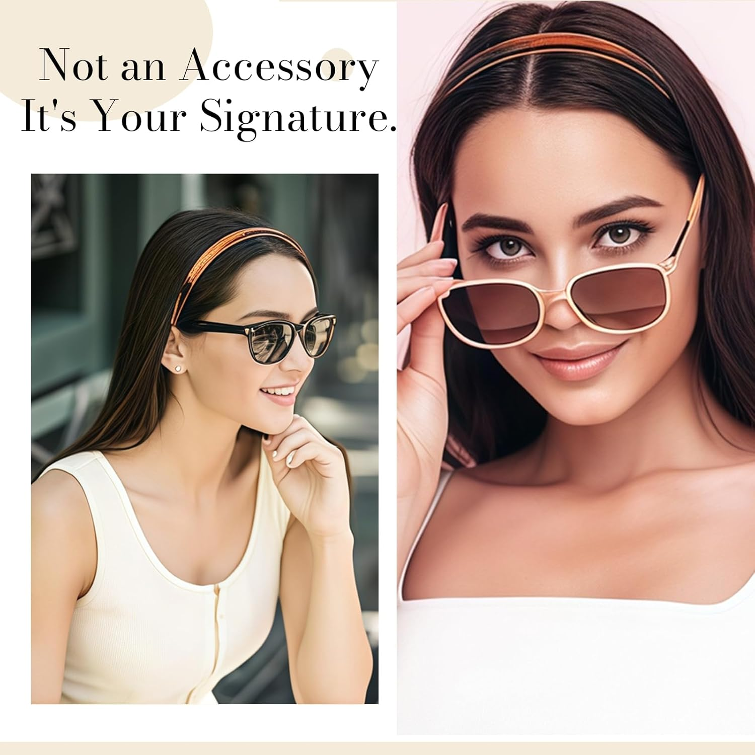 Flexible Hair Bands for Glasses Wearers, Thin Plastic Hair Headband Combs with Teeth, Pressure-Free Non-Slip Comfortable Hair Bands for Women, Pack of 4 image number 6