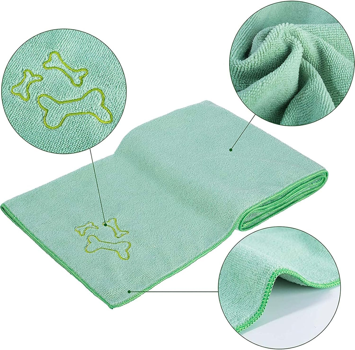 Quick Dry Microfiber Pet Towels for Cats and Puppies, Pack of 3 Large 100X50Cm Super Absorbent Dog Bath Towels - Shower Essentials image number 2