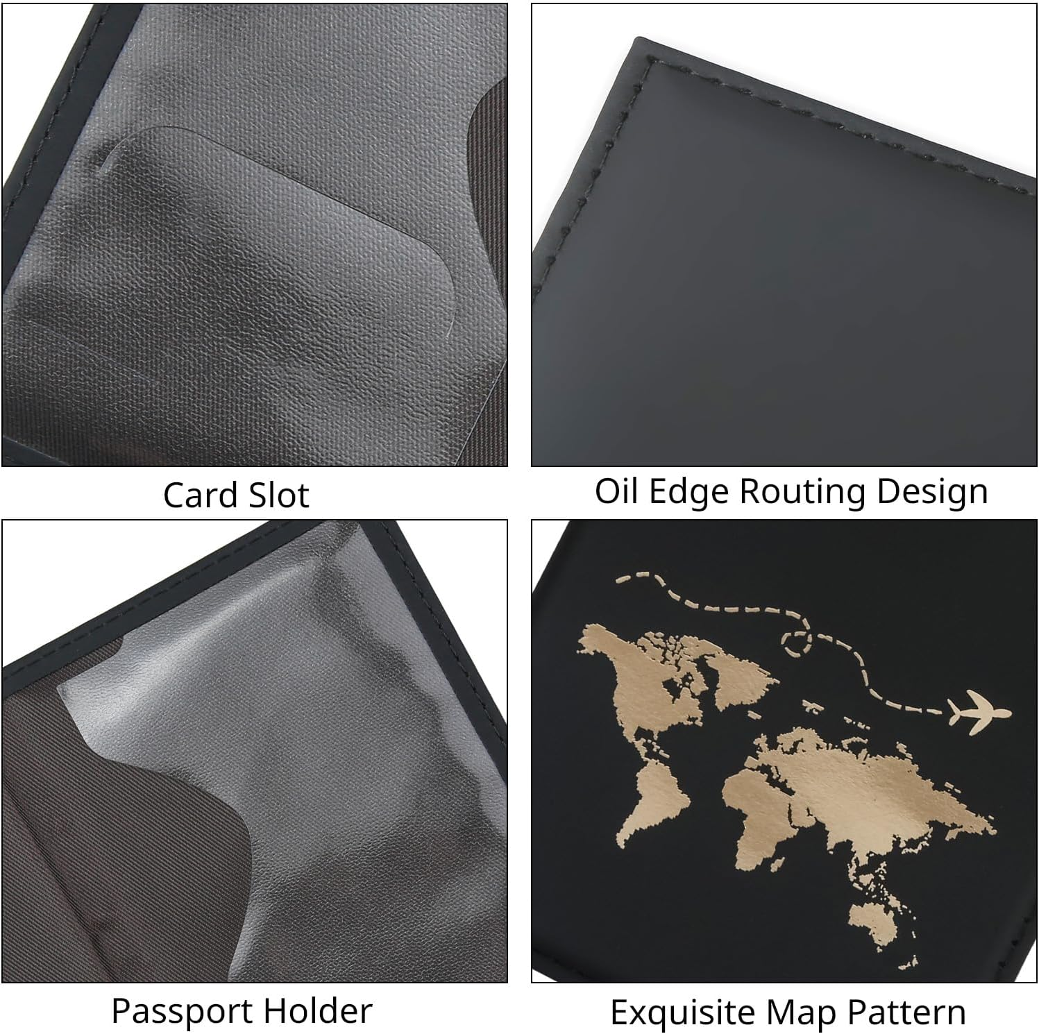 ILIYAH Passport Cover Waterproof Passport Holder Travel Accessories Passport Protector Women Premium PU Leather Minimalist Passport Holders(Black) - Black image number 2