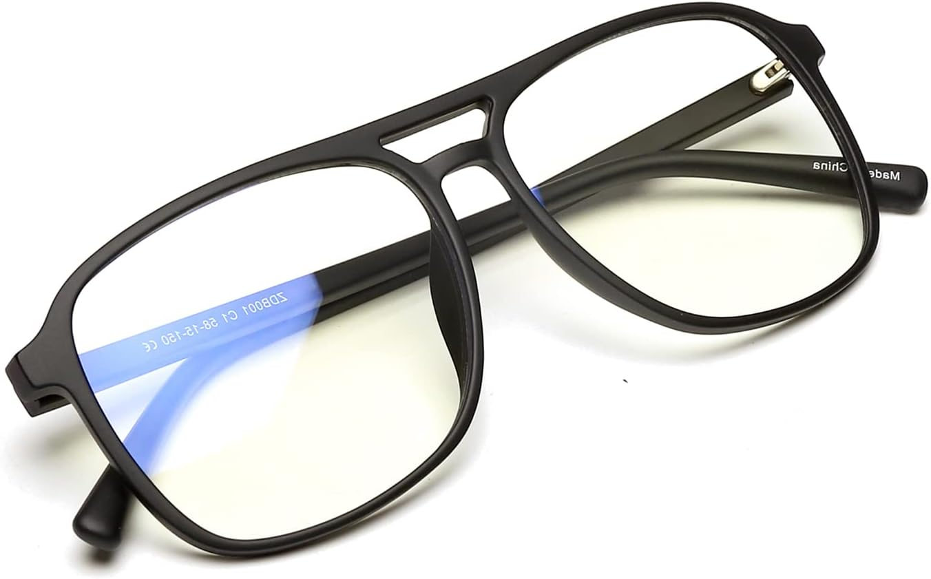 Z&eacute;ro D Blue Light Glasses Aviator Blue Light Blocking Glasses for Men Women Double Bridge Computer Gaming Glasses anti Eye Strain UV Filter image number 2
