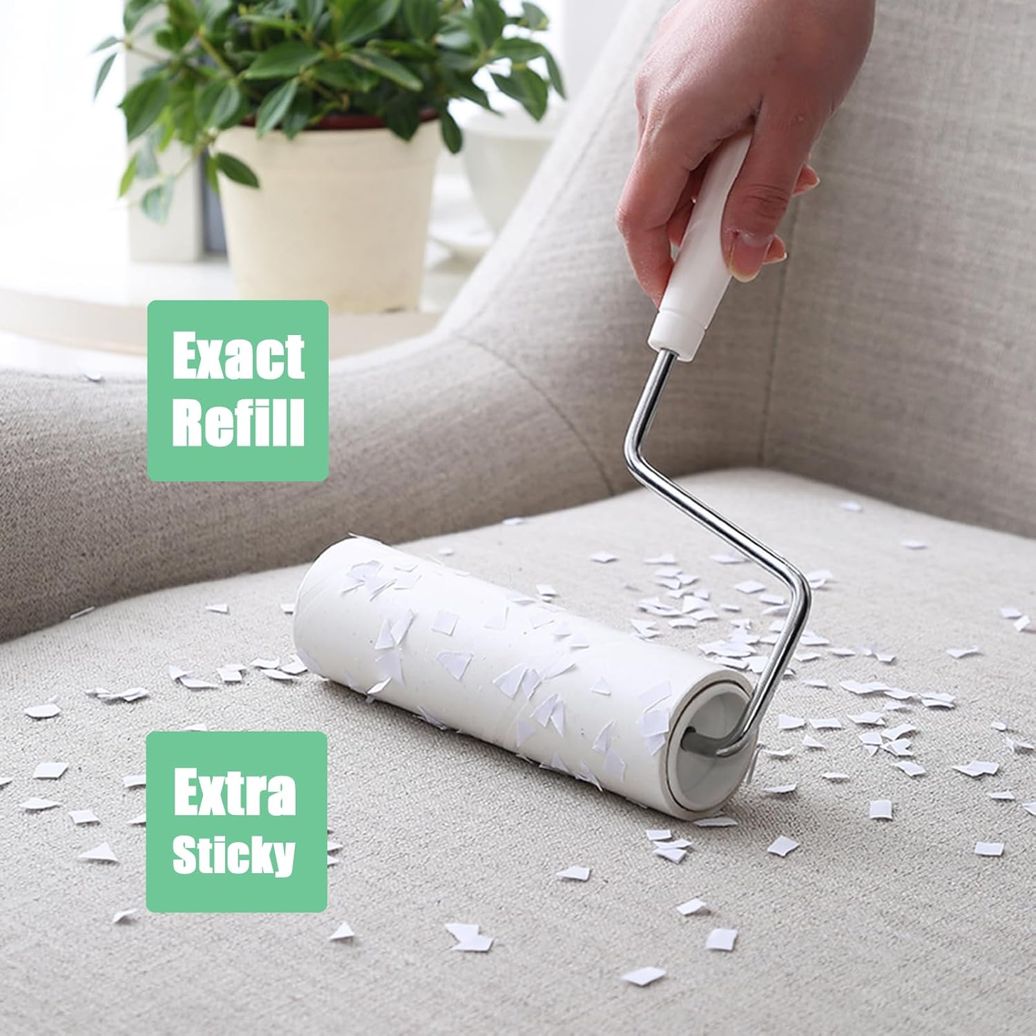 6.3 Inch Lint Roller Refills Only, Extra Sticky Lint Remover Refills for Pet Hair Sticky Roller Refill Adhesive Tape Easy Peel 60 Sheets per Roll, Pack of 5, Total 300 Sheets (6.3'' Wide) image number 6