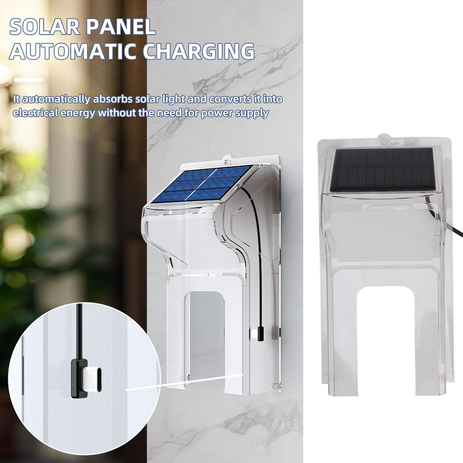 Doorbell Rain Cover, Solar Powered Doorbell Cover Transparent Plastic Door Bell Cover Doorbell Cover Box for Most Video Doorbells image number 2