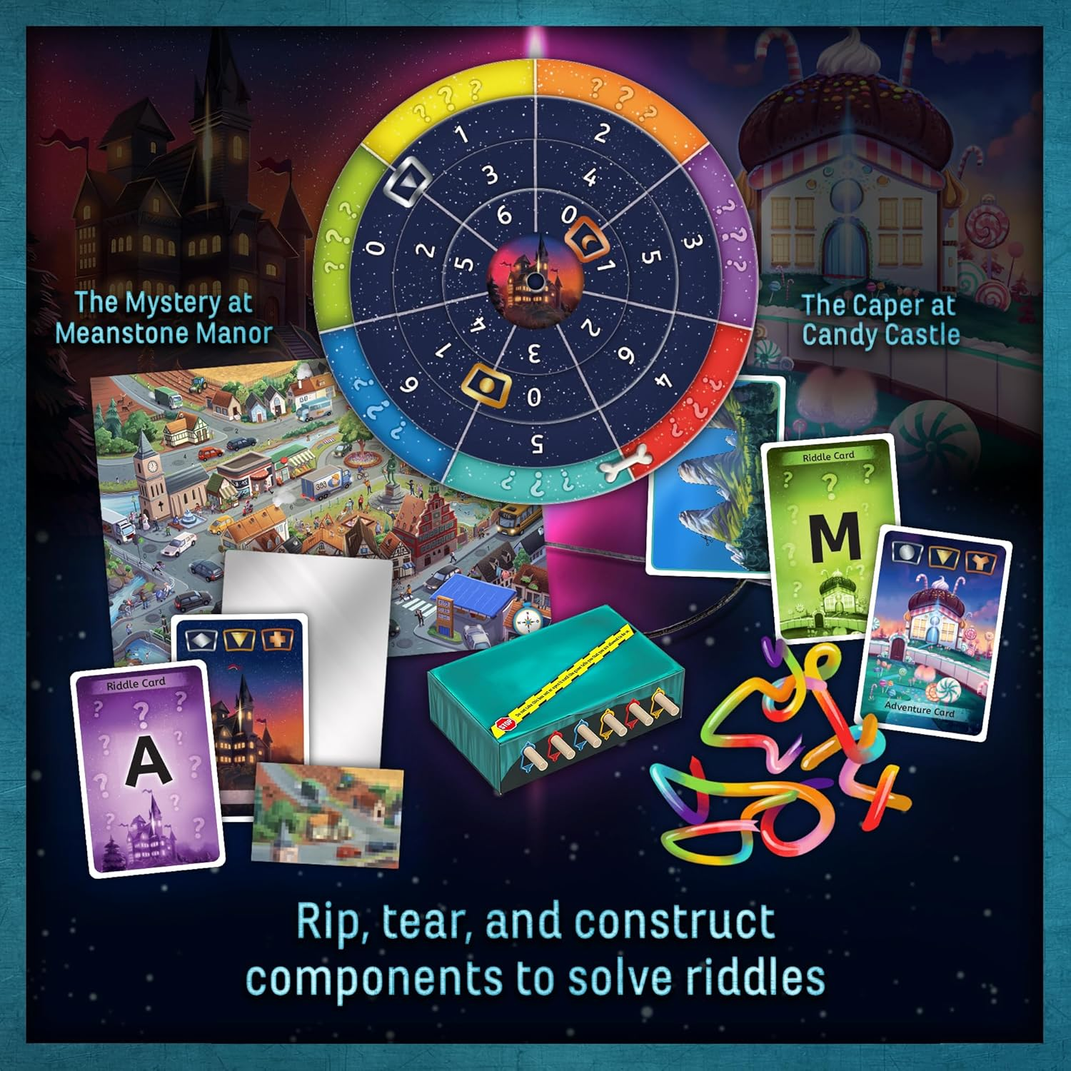 THAMES & KOSMOS | Exit the Game: Family Heroes - 2 Escape Adventures (2-In-1 Bundle) | the Mystery at Meanstone Manor and the Caper at Candy Castle | 2-4 Players, Ages 8+ image number 4