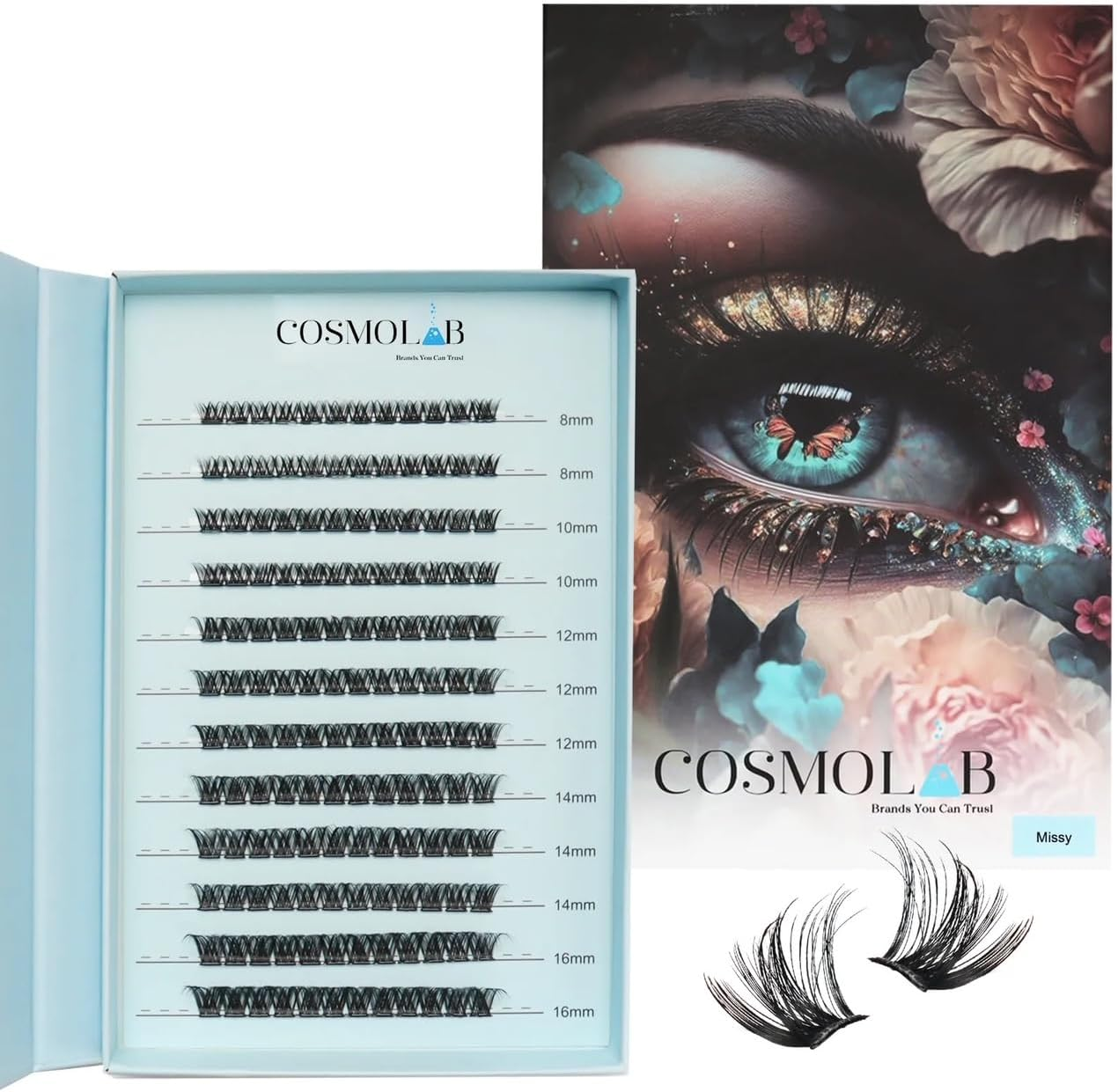 COSMOLAB Missy Pop-On Lashes- DIY Pre-Glued Extension Clusters