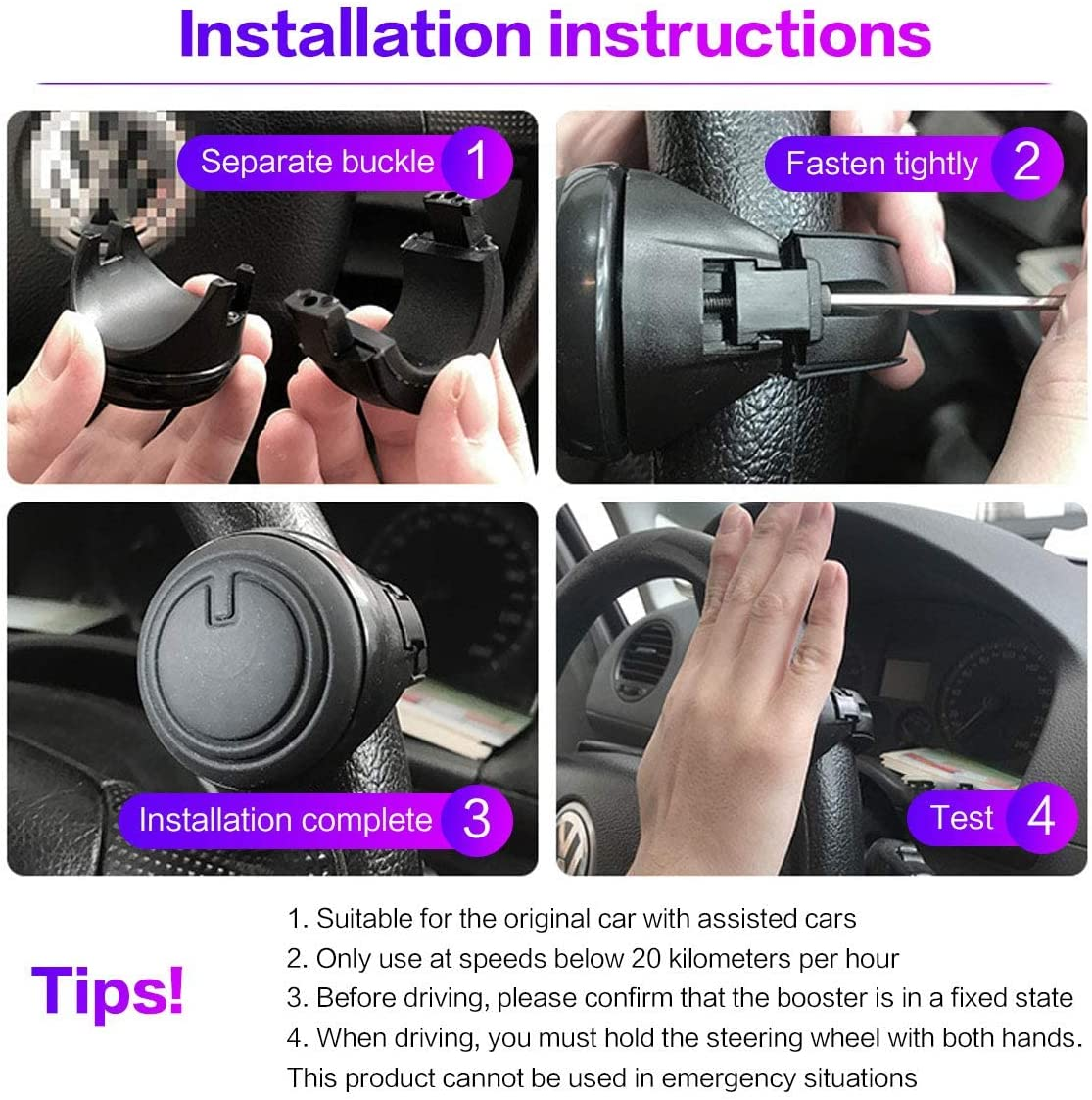 Universal Car Steering Wheel Knob, Steering Aid Steering Wheel Knob for Cars, Steering Wheel Rotary Knob Spinner Handle Button Booster Ball 360 Rotation for Car, Tractor, Truck, Car, Black image number 5