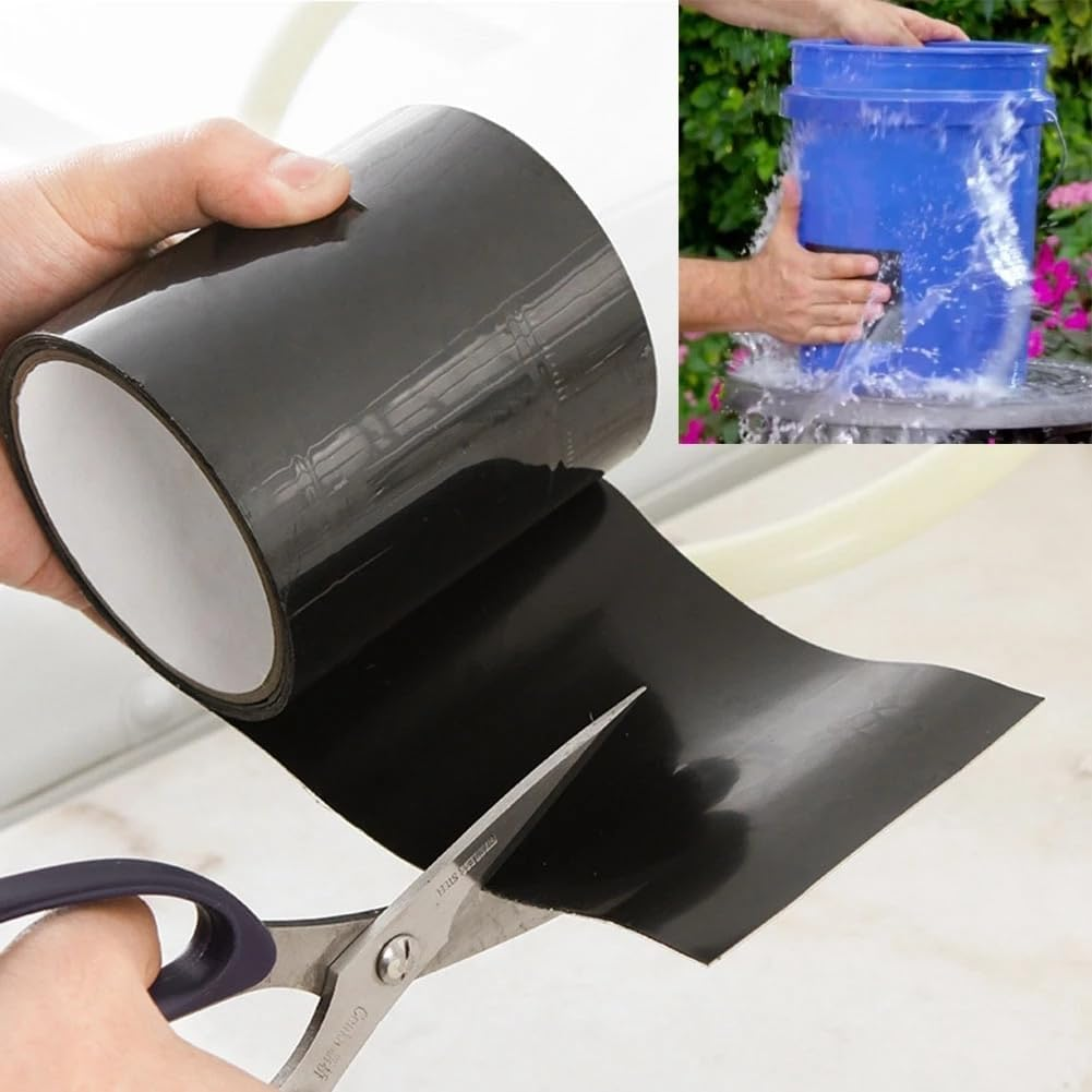 150Cm Super Strong Waterproof Tape Stop Leaks Seal Repair Tape Performance Self Fix Tape Adhesive Insulating Duct Tape (Color : Black, Size : 10Cm) image number 2