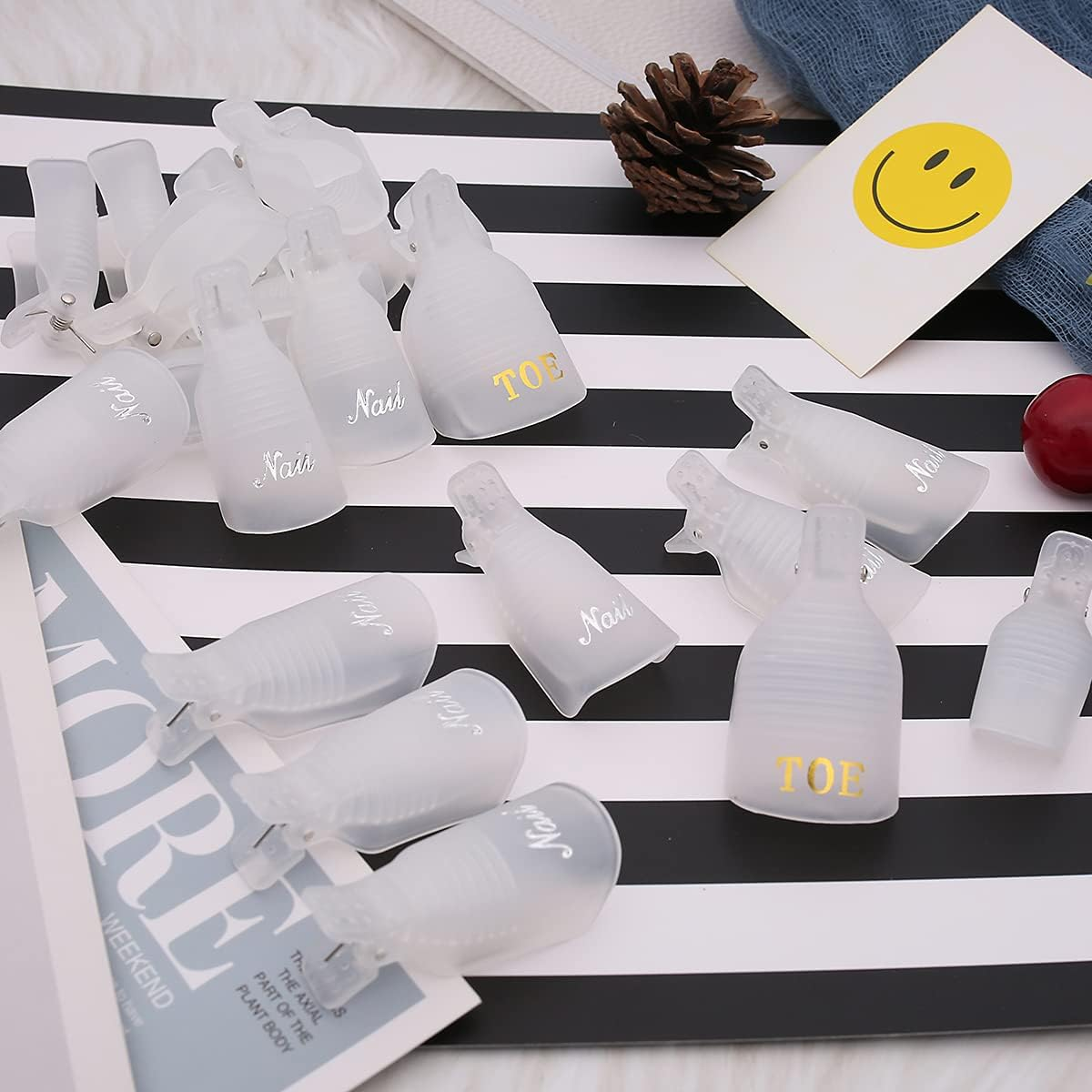 Akstore 20 PCS Nail Polish Remover Clips,Toenail and Finger Gel Nail Polish Remover Clips Acrylic Nail Art Soak off Clip Caps Clear - Clear image number 2