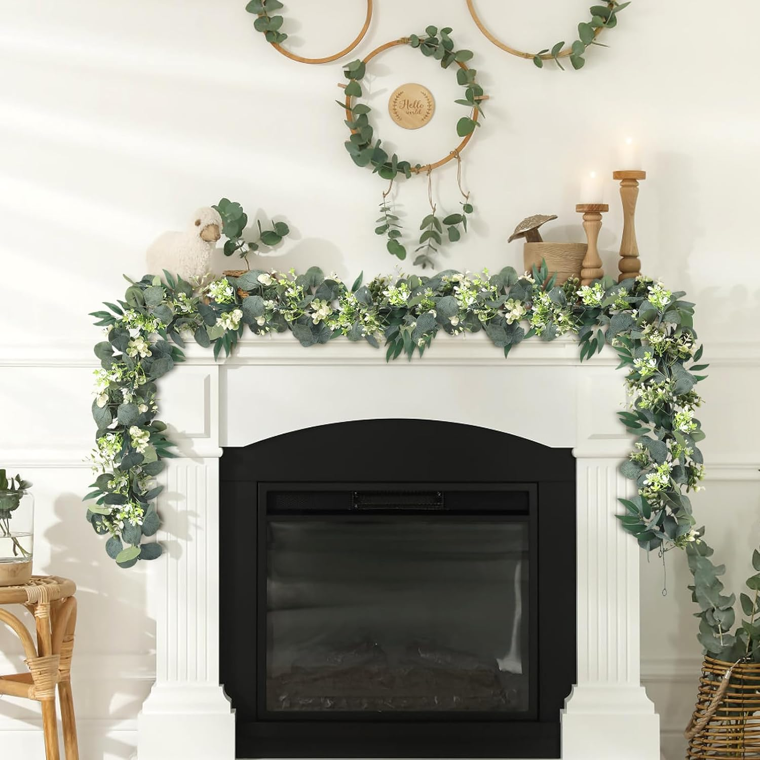 KHOYIME Eucalyptus Garland with Flowers 4 Packs 5.9Ft Willow Leaves Artificial Plant Fake Greenery Hanging Vines Faux Silk Ivy Wedding Arch Home Table Decor Backdrop Indoor Outdoor image number 6