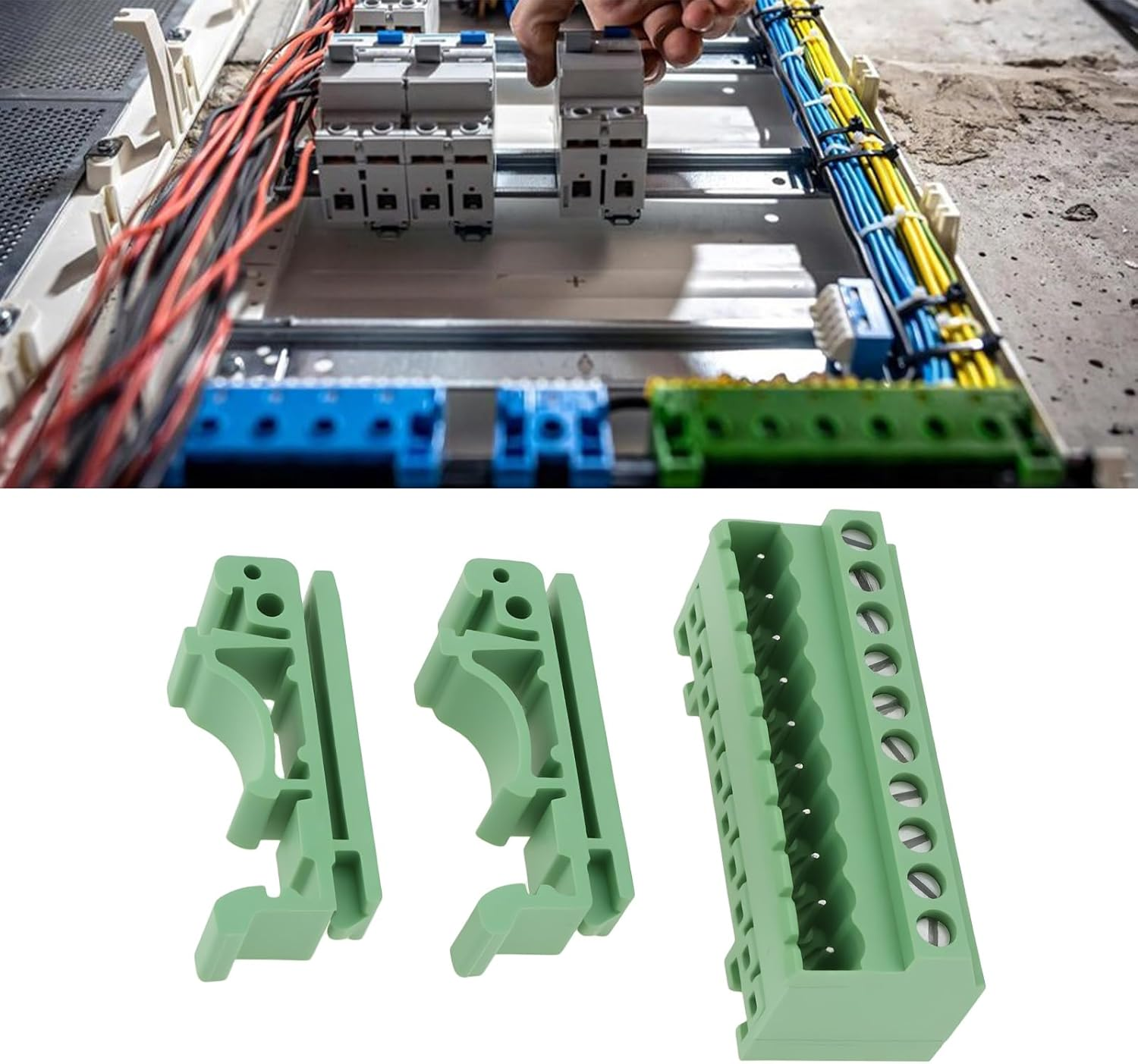 Be in Your Mind 2X 10Pin DIN Rail Connector 2.5/10-G-5.08 5.08Mm Pitch Screw Terminal Block for Industrial Electrical Systems for 35Mm DIN Rail image number 4