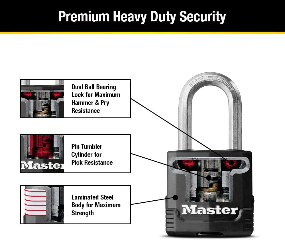 Master Lock Magnum Heavy Duty Outdoor Padlock with Key, Weather Resistant Body and Cut Resistant Shackle Make Lock Perfect for Fences, Gates, Sheds, M115XDLF image number 4