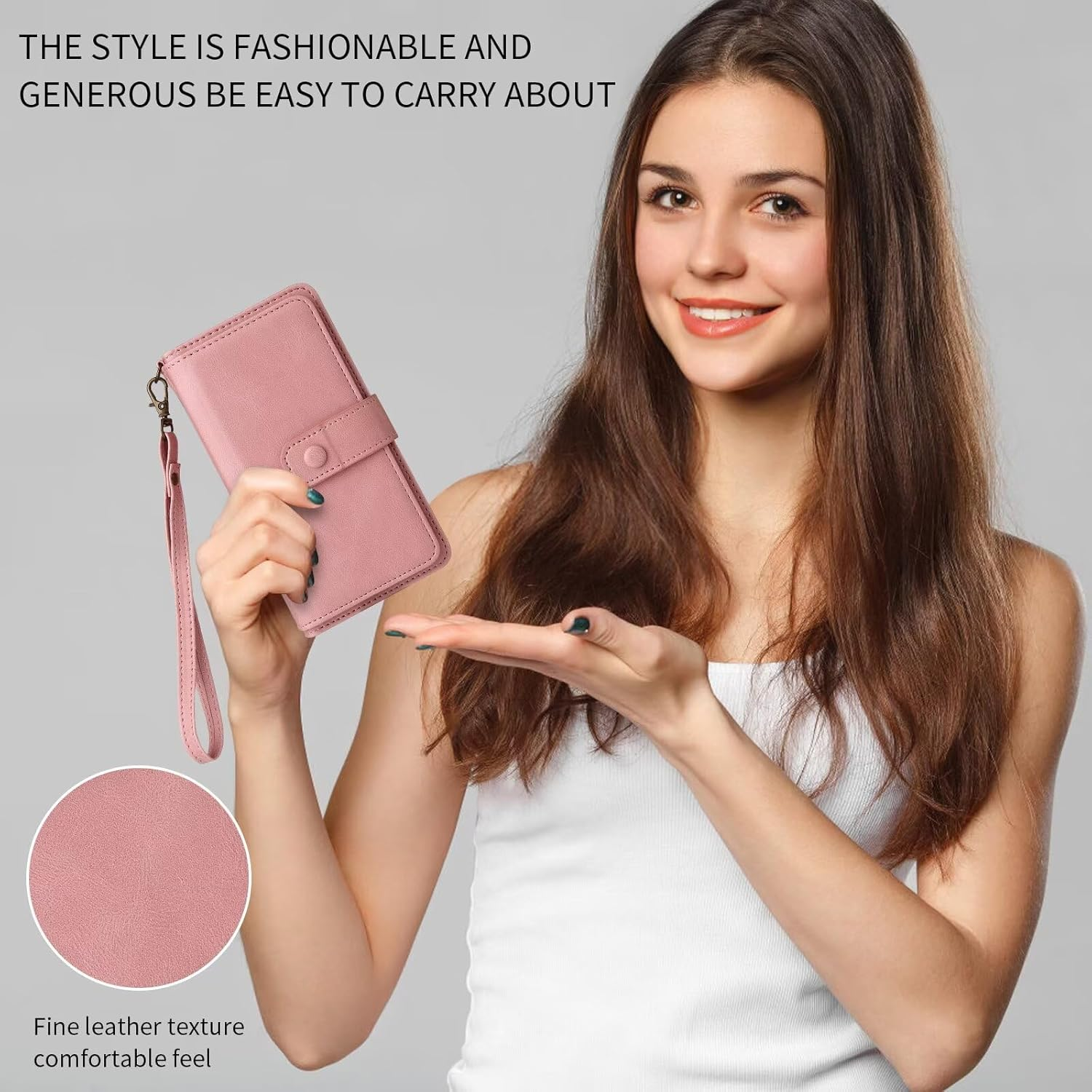 Belzsxy Mobile Phone Case for Samsung Galaxy S25 FE Case, Flip Case, Leather Case, Zip, Magnetic Closure, Wallet with 15 Card Slots, Stand Funtion, Retro Leather Case - Pink