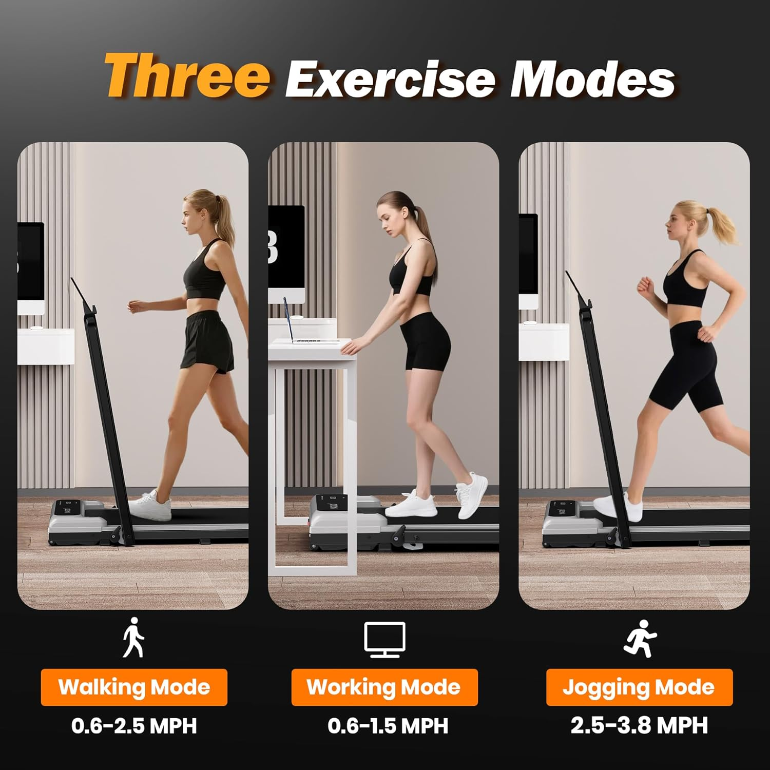 Walking Pad with Handle, under Desk Treadmill, Portable Treadmills for Home with Remote Control & Led Display, Non-Slip, Compact Portable, Low Noise for Home/Office Fitness Exercise image number 6