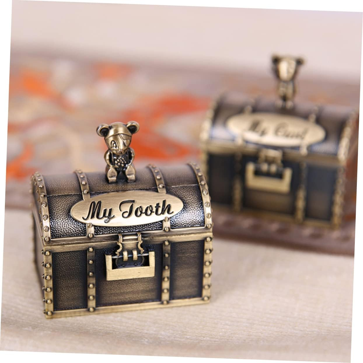 2Pcs Keepsake Boxes for First Tooth and Curl Storage Durable Tooth Holders Compact Design for Easy Carrying for Family Memories image number 4