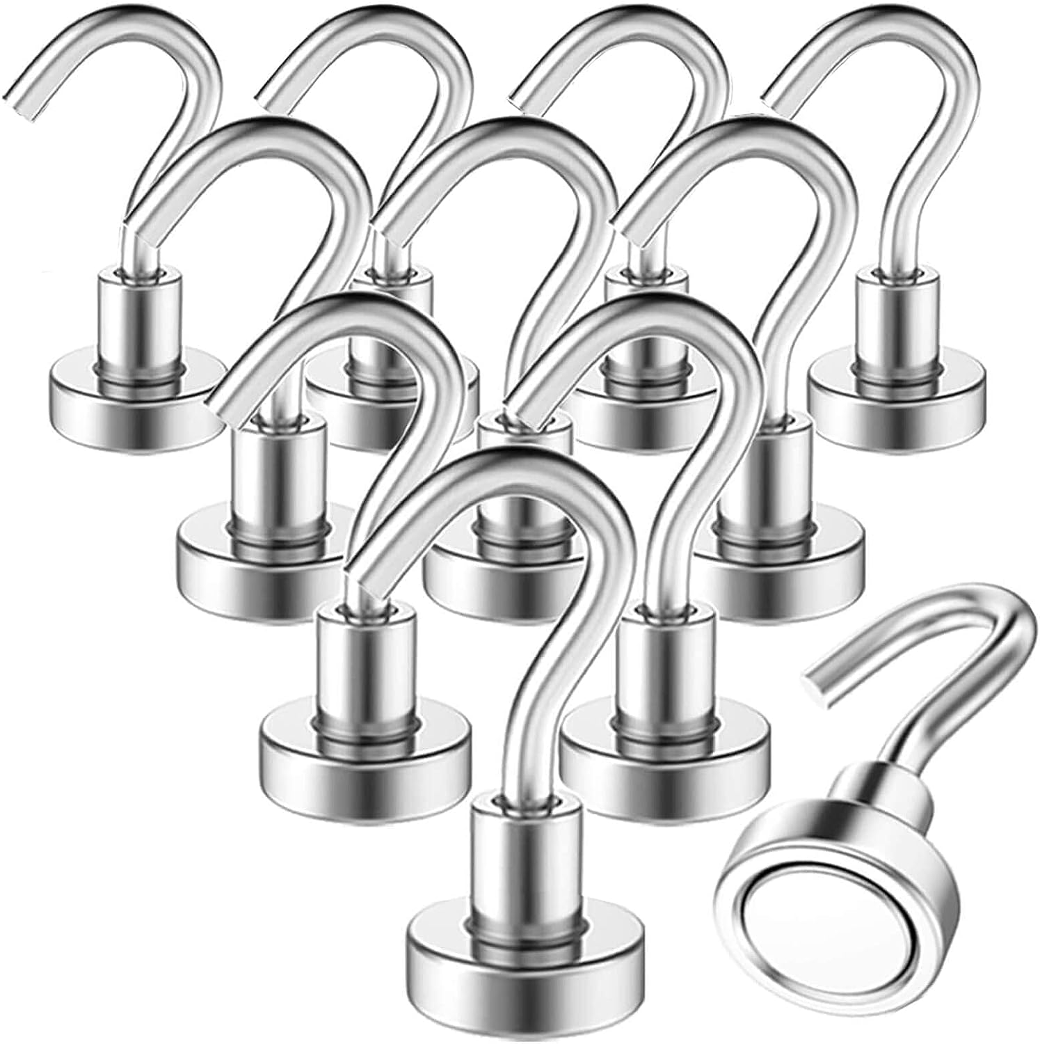 MIN CI 12Pack Heavy Duty Magnetic Hooks, 25Lb+ Powerful Neodymium Metal Magnets with Hooks, for Classroom, Cruise, Fridge, Kitchen image number 5