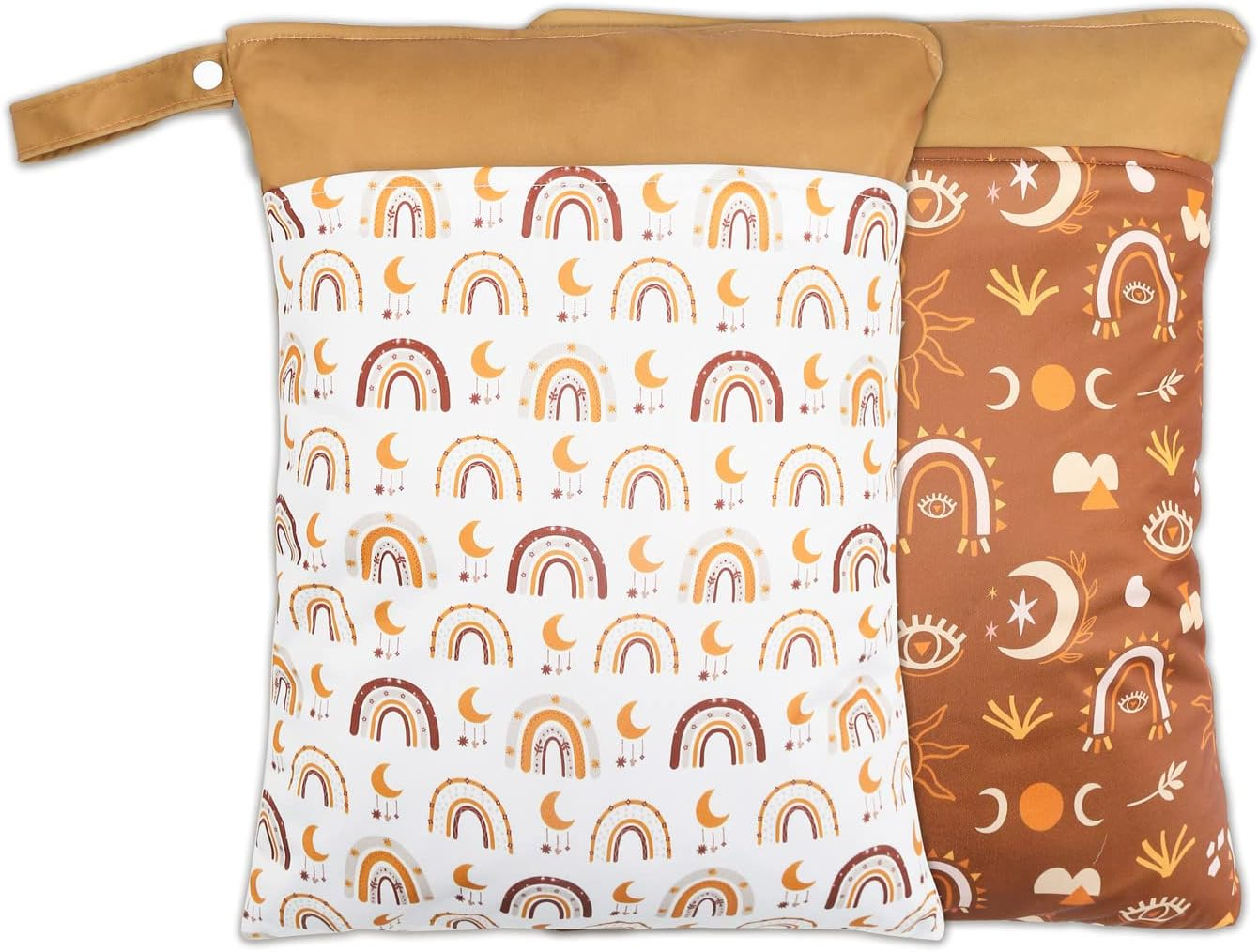 2 Pack Wet Dry Bags for Baby Cloth Diapers&Breast Pump Parts, Waterproof Reusable Wet Bag with Two Zippered Pockets & Handle, Beach Pool Gym Bag Stroller Yoga Toiletries Daycare Organizer for Swimsuit image number 3