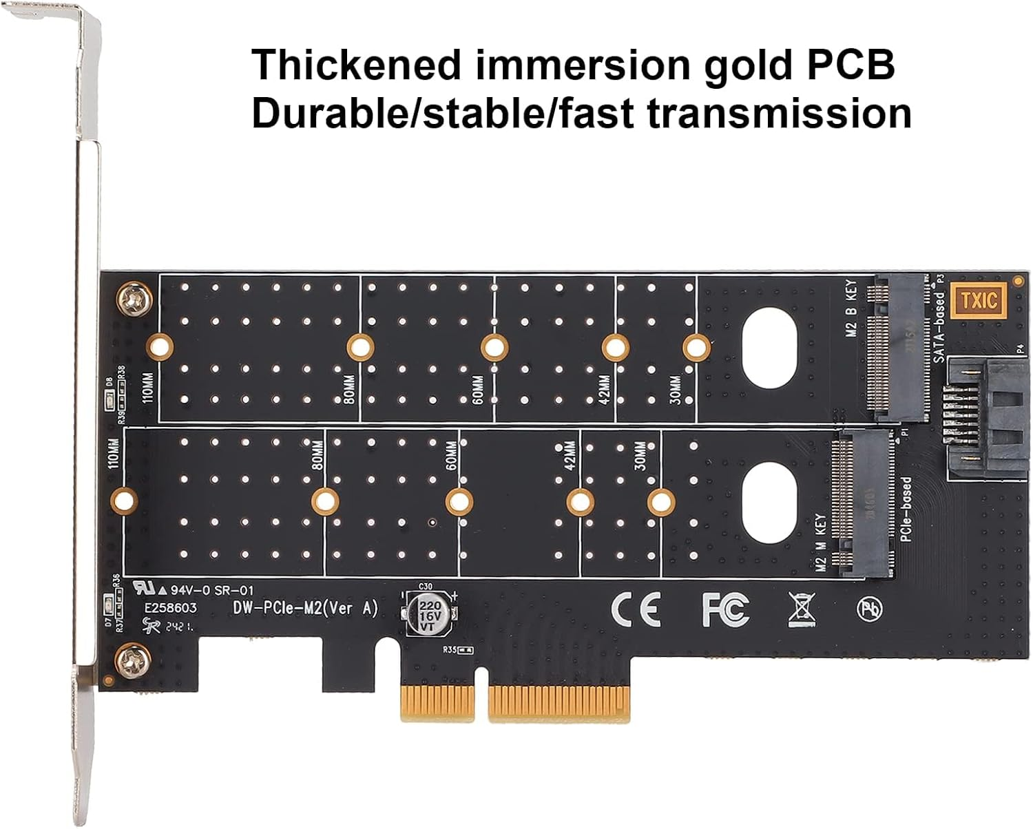 Dual M.2 Pcie Adapter, M.2 NVME SSD Dual M.2 PCIE Adapter Card Hard Drive Converter Reader Expansion Card PC Internal Expansion Card image number 2