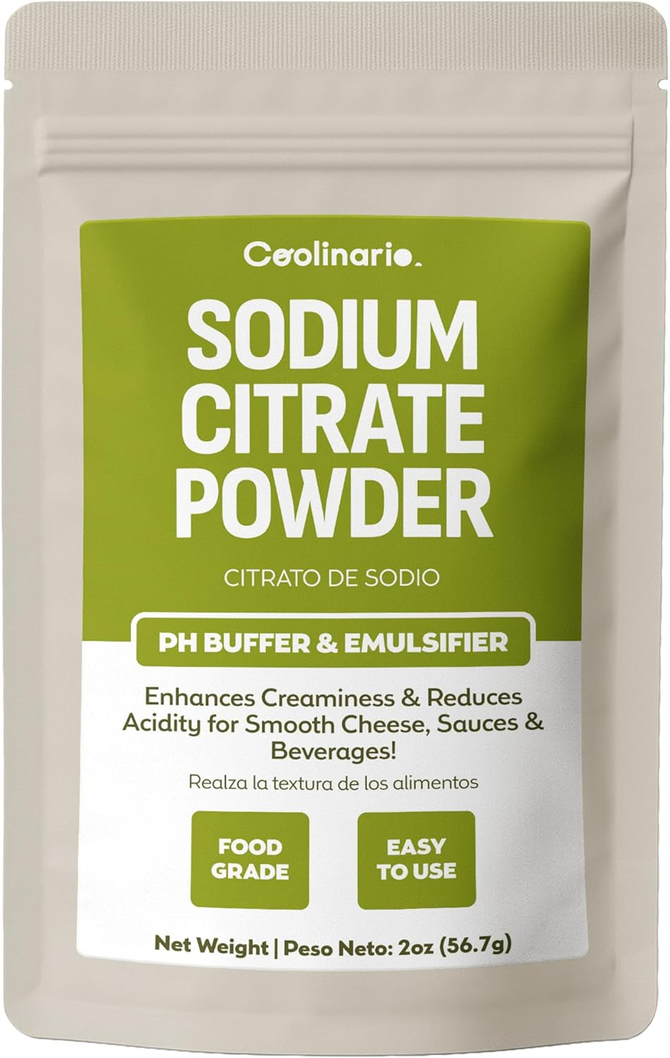 Coolinario Sodium Citrate (2 Oz) Ph Buffer & Emulsifier for Smooth Cheese, Sauces & Beverages | Enhances Creaminess & Reduces Acidity | Ideal for Molecular Gastronomy & Food Processing | Food-Grade image number 3