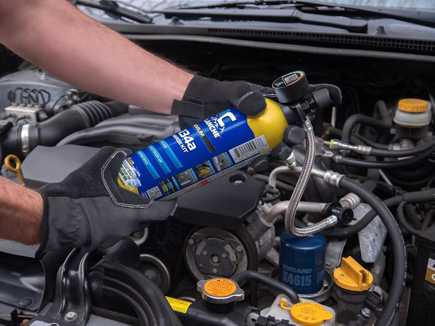 AC AVALANCHE Premium 18Oz R-134A A/C Recharge Kit with Pressure Gauge