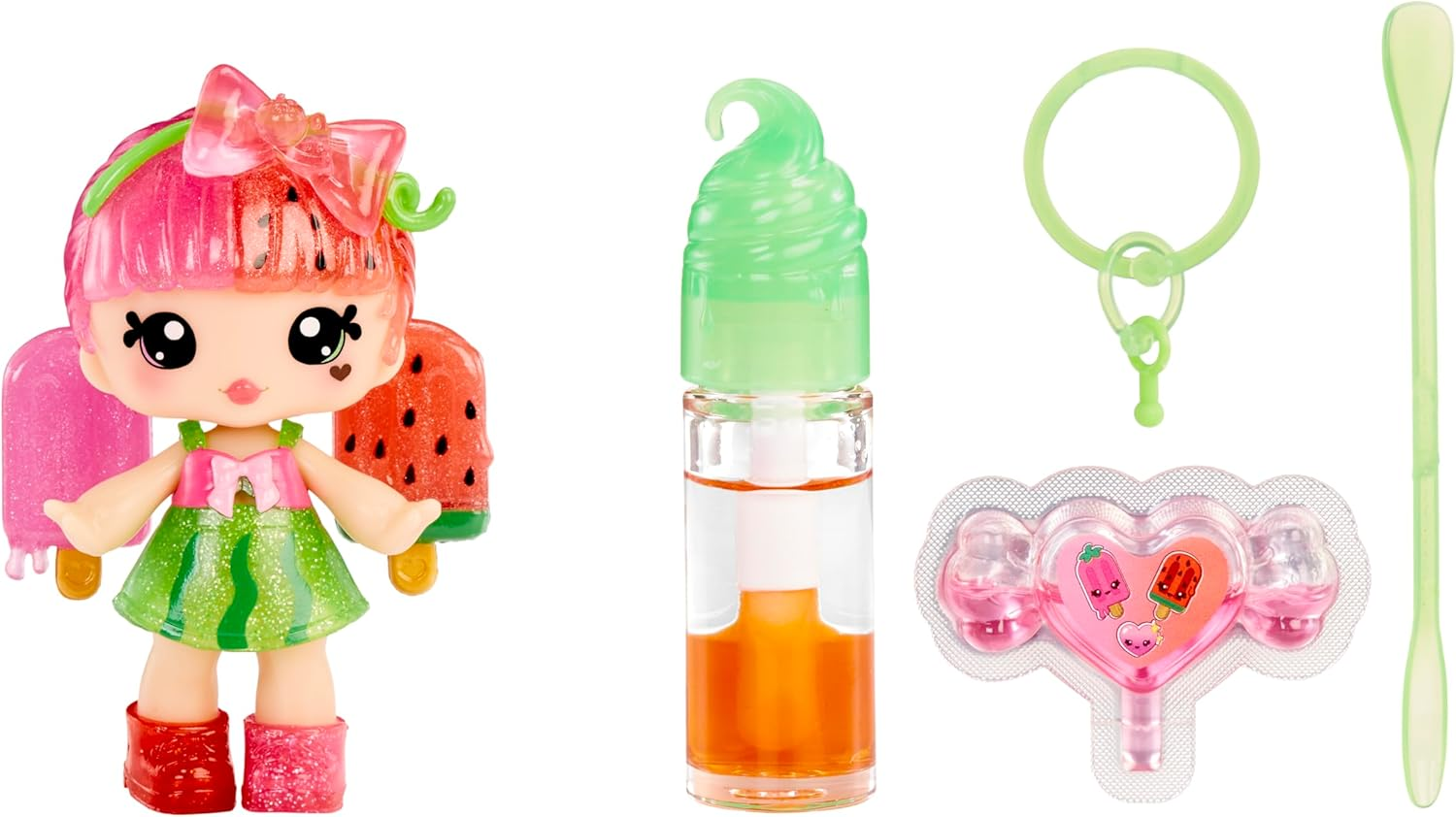 Yummiland Lip Gloss Doll: Mystery Color Change - Poppy Melonberry Includes DIY Lip Gloss + Removable Keychain, Cosmetic Play, Collectible, Ages 4+ image number 5