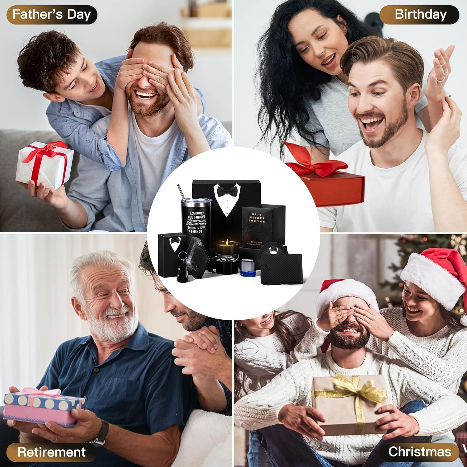 BVHDIA Birthday Gifts for Men, 6-Pcs Premium Gift Baskets for Men, for Him, for Men Who Have Everything, Personalized, Boyfriend, Husband, Brother image number 1