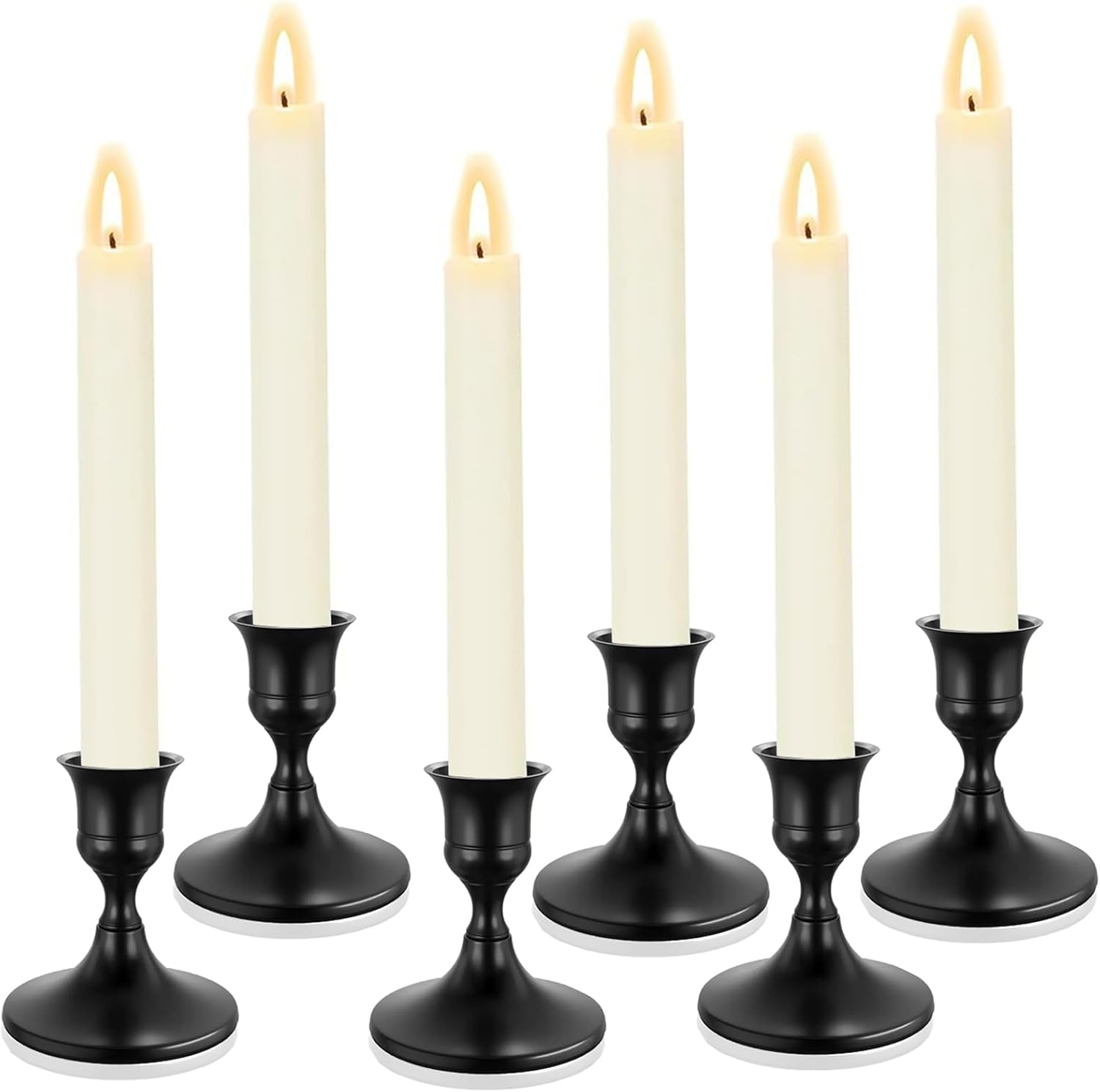 YELINTIAN Candlestick Holders of 6 Vintage Tall Taper Candlestick,Metal Taper Candle Holder for Home Wedding Table Mantel Centerpiece Anniversary Christmas Party Decor (Black)