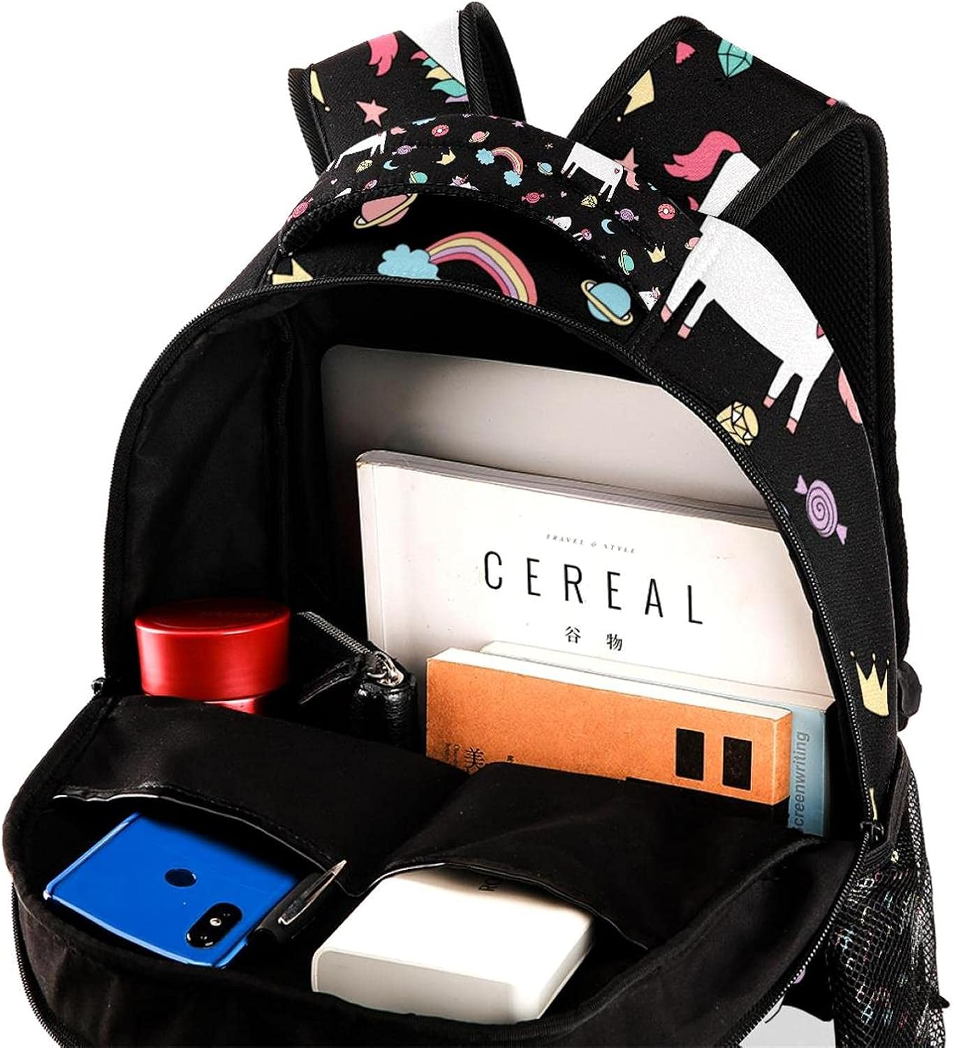 Unicorn Dreams Pattern Backpack Students Shoulder Bags Travel Bag College School Tote Backpacks image number 5