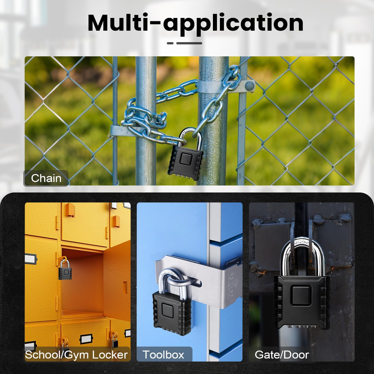 Xkimos Heavy Duty Padlock with Combination 52Mm 4 Digit, Combination Padlock with 8Mm Steel Shackle, [Weatherproof] Outdoor Padlock for Gym Lockers, for Doors, Garages, Gyms, Fences image number 5