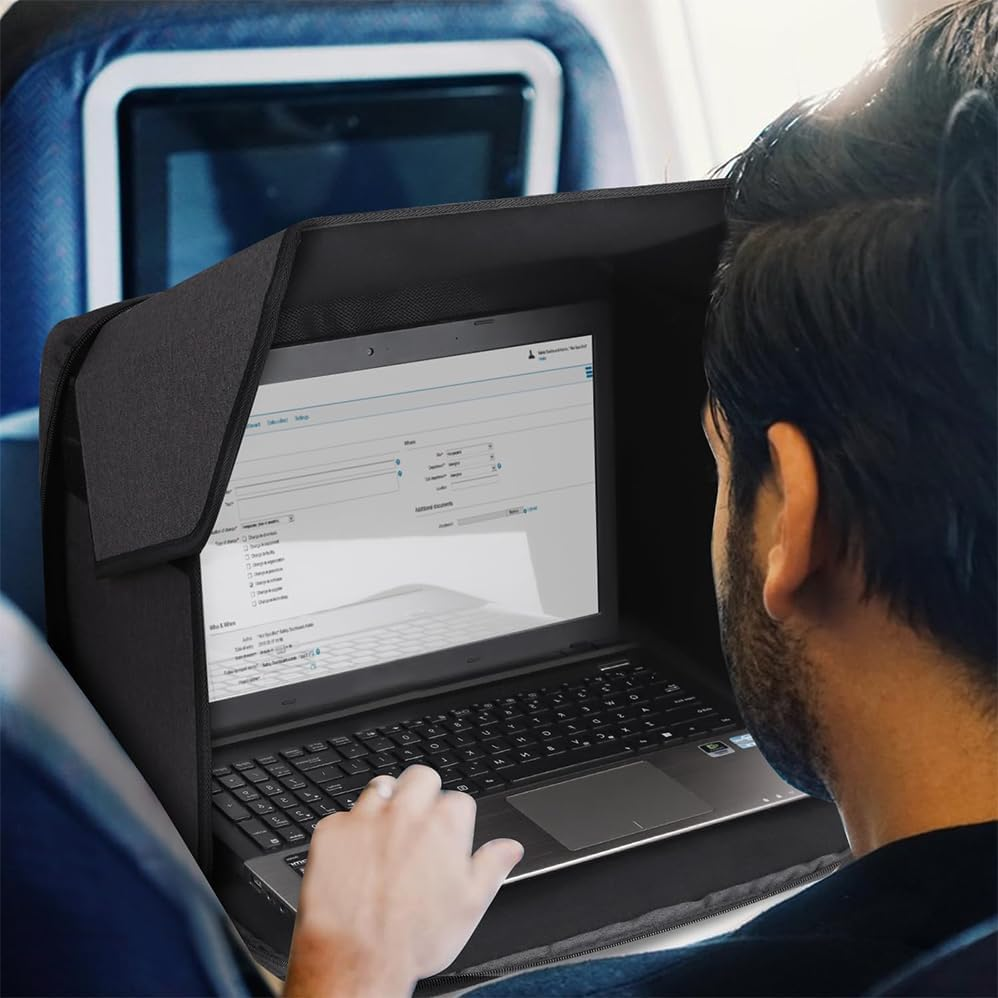 35&times;26 Cm Laptop Sun Shade,Shade,Lightweight Laptop Sun Glare Shield Privacy Cover for Working Outside,Computer Privacy Hood Foldable and Portable Shield Cover Computer Hood outside Glare image number 4