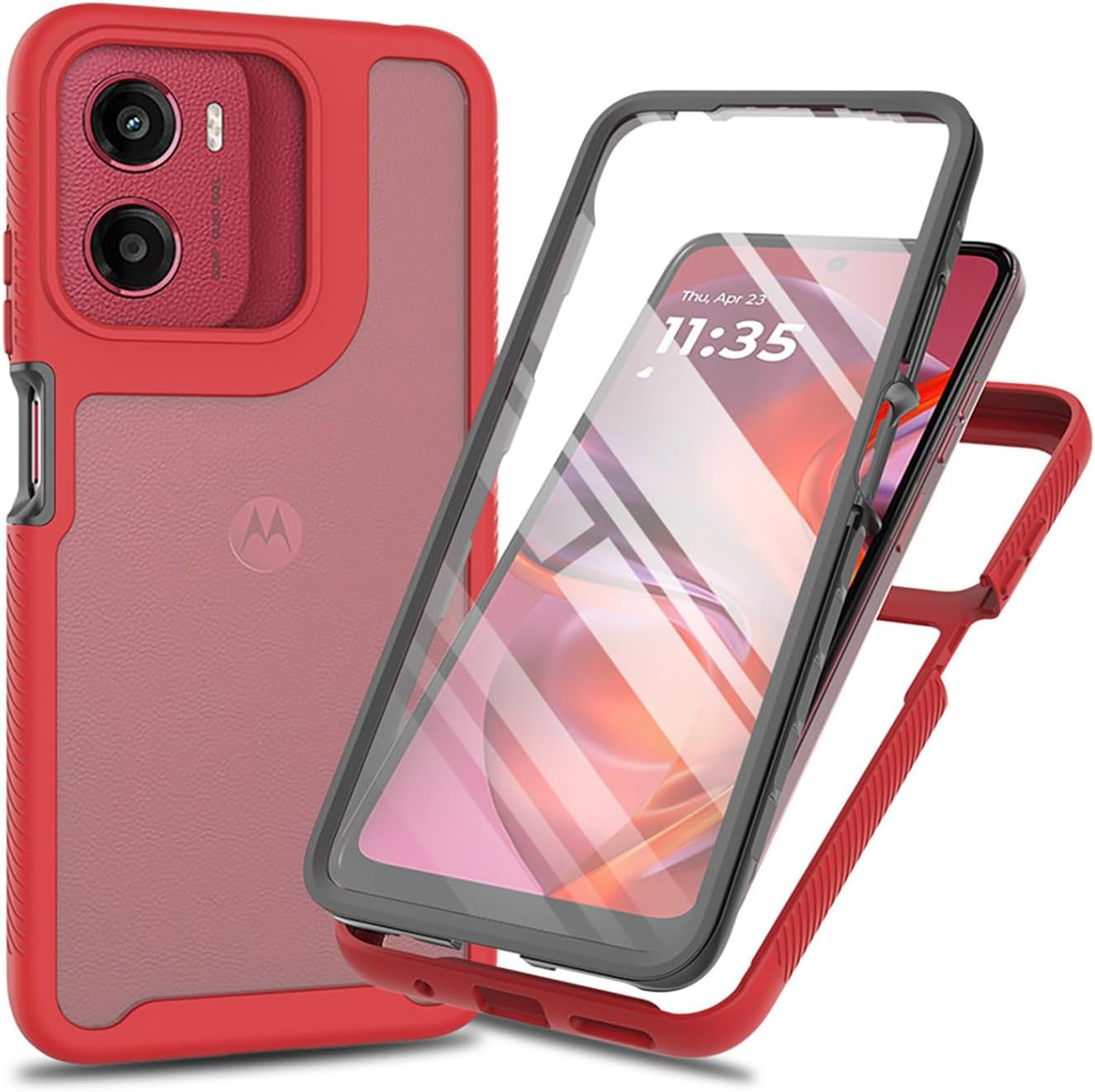 ILING Trasparente Case for Motorola Moto E15/MOTO G05/MOTO G15/MOTO G15 Power, 360&deg; Full Body Protection Cover with Built-In Screen Protector, Shockproof Hard PC + Silicone TPU Case Cover,Light Purple
