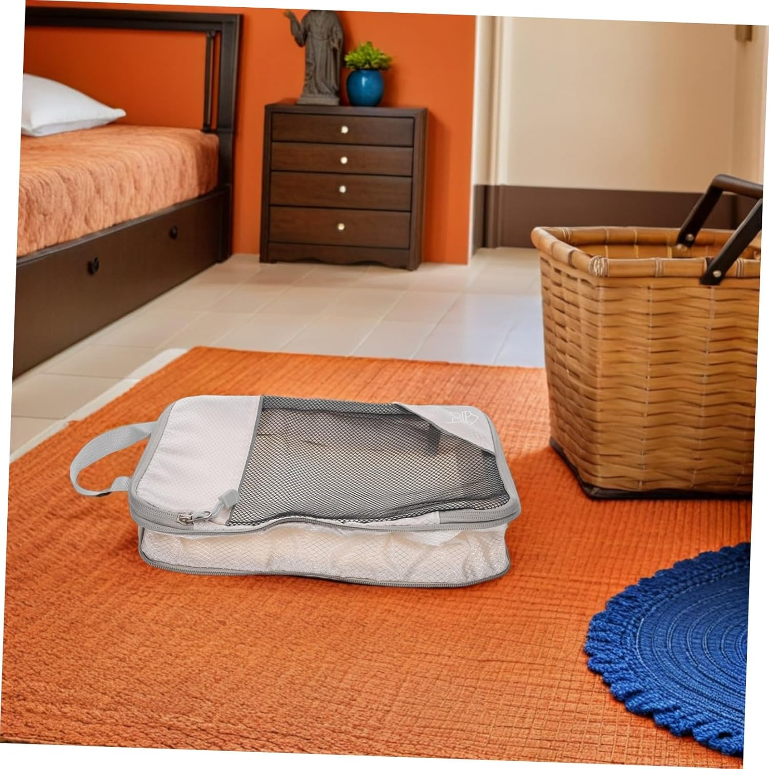 POPETPOP 3PCS Expandable Compression Packing Cubes Travel Organizer Bags for Clothes Shoes Accessories Space-Saving Luggage Storage Beige image number 6