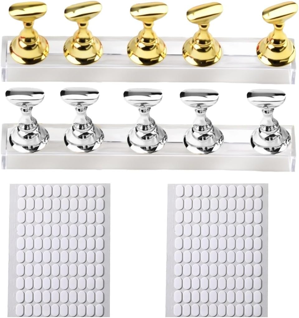 JEYORZY Set of 2 Nail Stands, DIY Nail Art Set, Press on Nails Set, Display Nail Practice Stand, Magnetic Nail Tips Holder, DIY Nail Art Stand, Comes with 200 Stickers image number 3