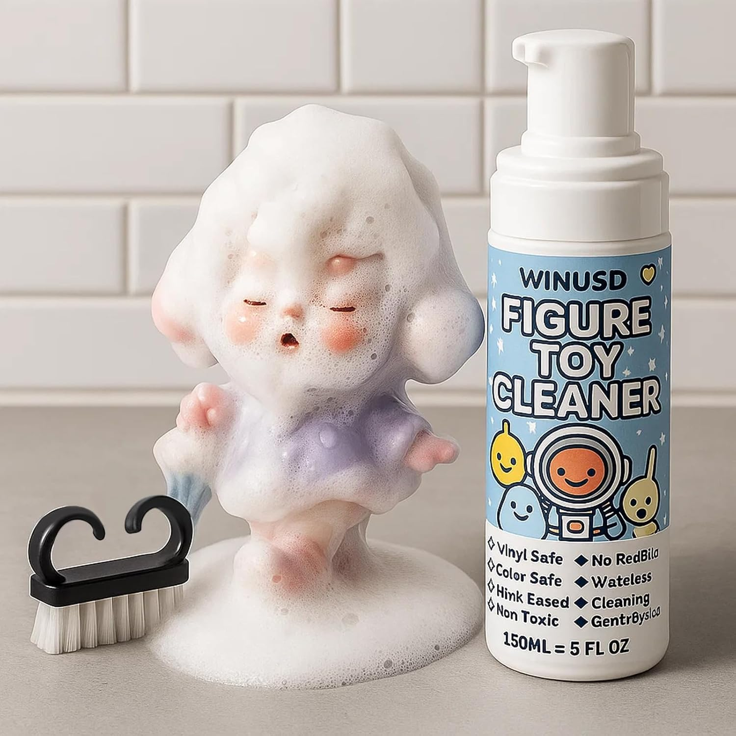 Figure & Plush Toy Cleaner - 5Oz Foam Spray for Stuffed Animals & Soft Dolls with Brush & Cloth | No Rinse, Zero Residue, Color-Safe| Safe for Delicate Fabrics & Pets, for Plush Lovers image number 2