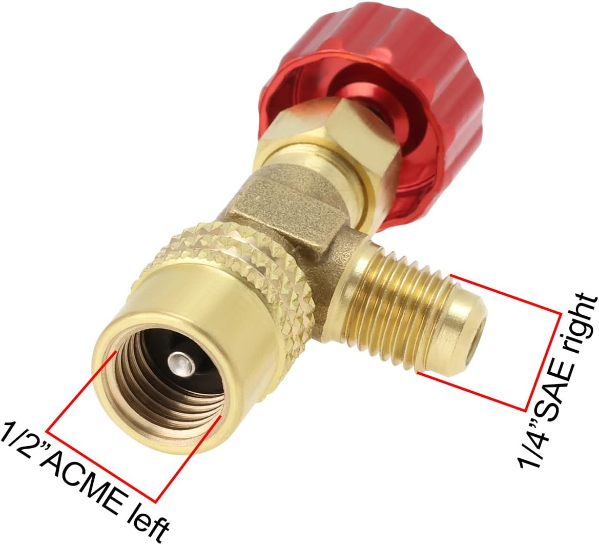YINETTECH Refrigerant Charging Valve R1234Yf Refrigerant Valve 1/4Inch SAE to 1/2Inch ACME Refrigerant Flow Control Valve for Refrigerant Filling Hose image number 6