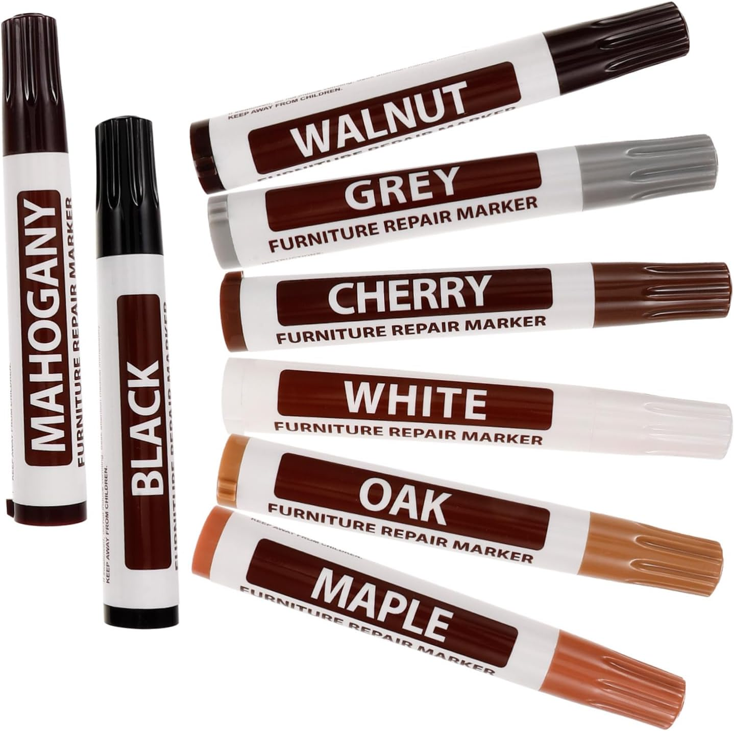 HOMSFOU 8Pcs Furniture Touch-Up Markers Wood Scratch Repair Pen Portable Paint Markers for Wood Floor Repair Kit Furniture Repairing Supplies image number 6