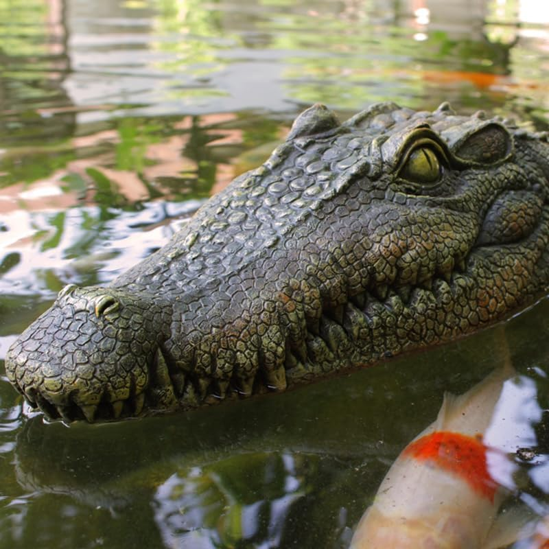 Floating Alligator Head Decoy for Pools and Ponds, Realistic Crocodile Deterrent for Ducks, Geese, and Birds - Easy to Use and Move, Durable - Geiwogwc (Green Eye) - Yellow Eye image number 6