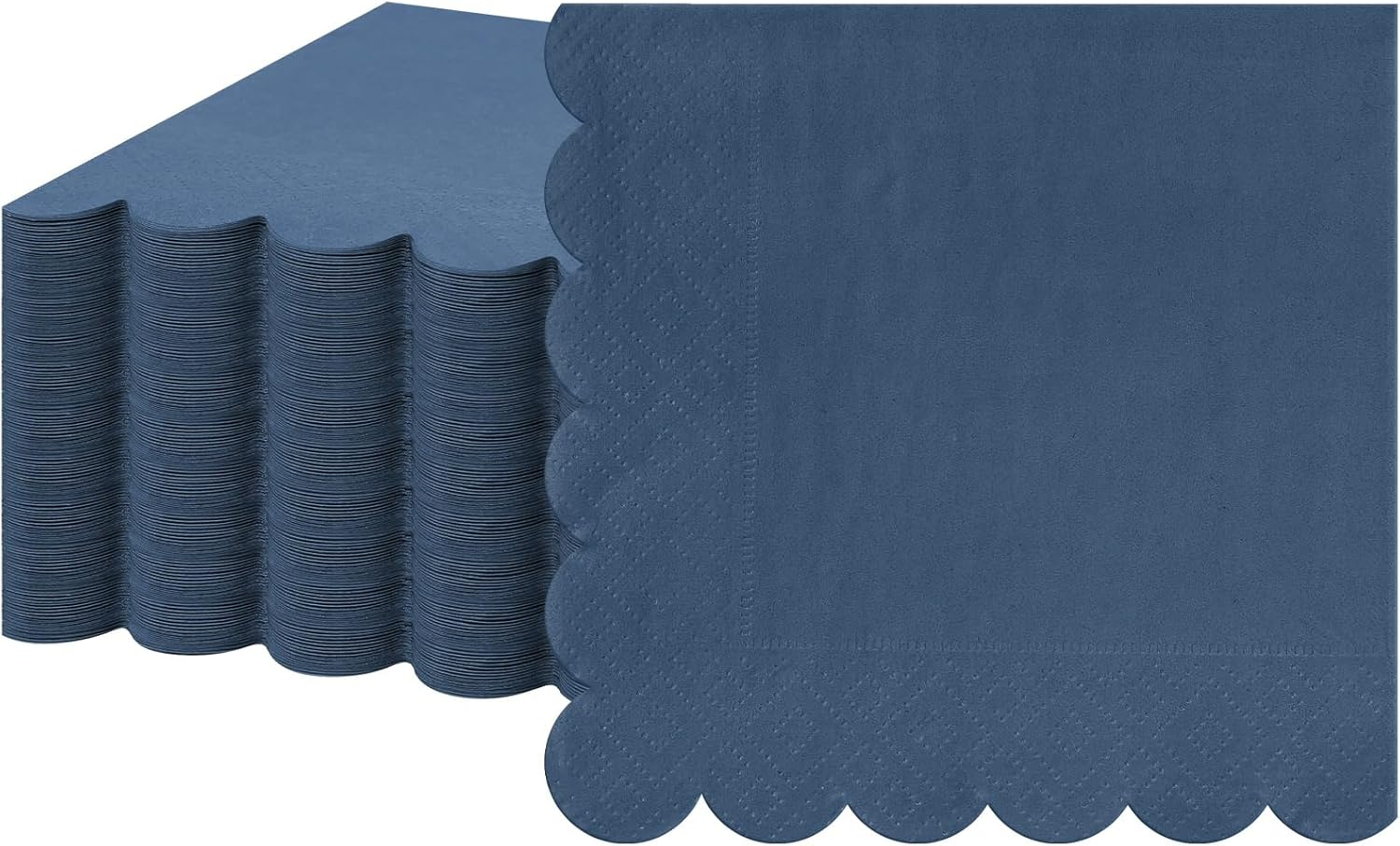 Fuutreo 100 Pcs Scalloped Cocktail Napkins Thick Paper Disposable Party Napkins Beverage Tissue for Wedding Dinner Birthday Supplies, 5 X 5 Inches(Navy Blue) - Light Blue image number 2