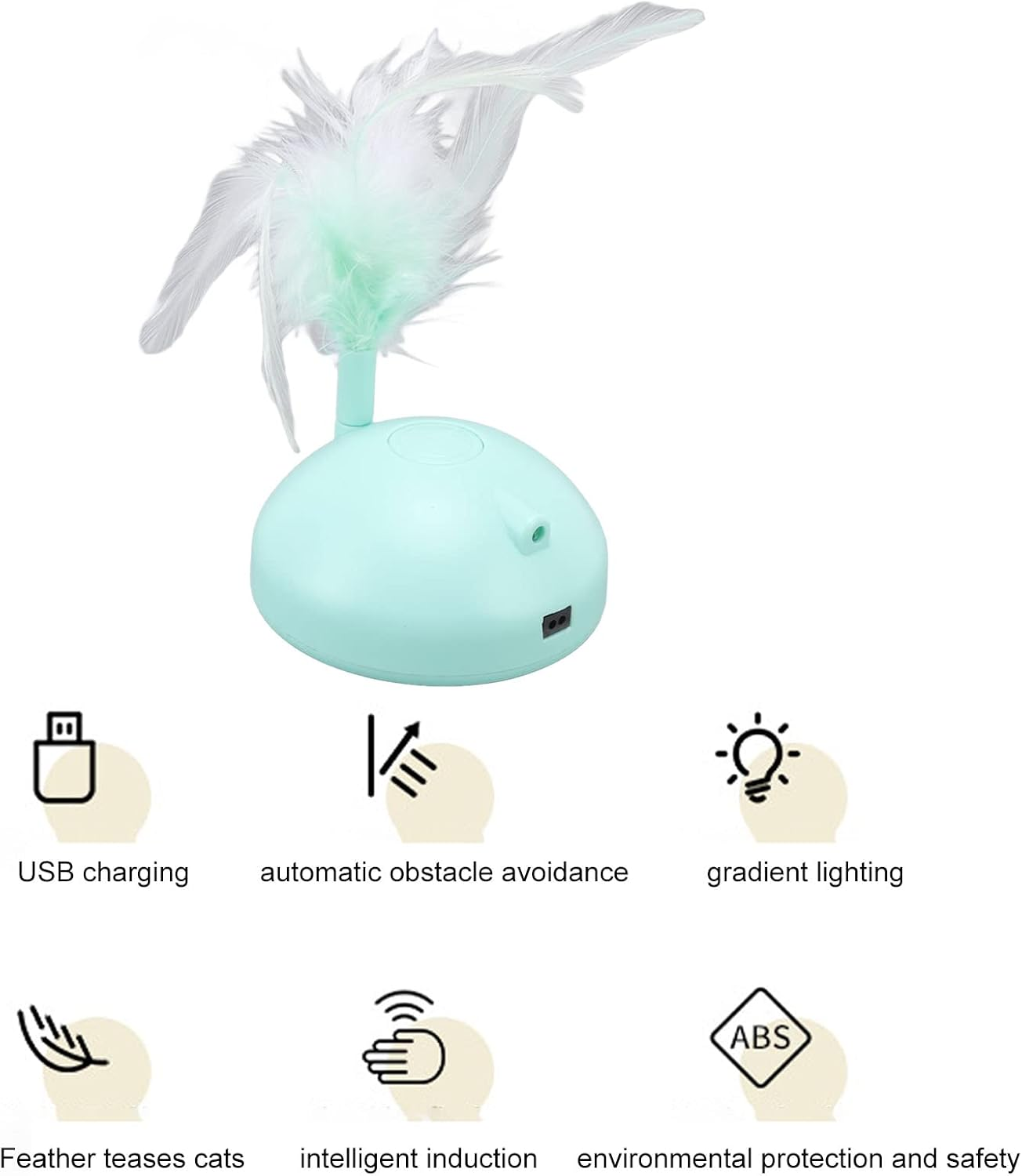 EVTSCAN Automatic Obstacle Avoidance Interactive Cat Toys, with Infrared Induction, Cat Chase Toy, for Indoor Cats Play Chase Exercise Pet Supplies image number 6