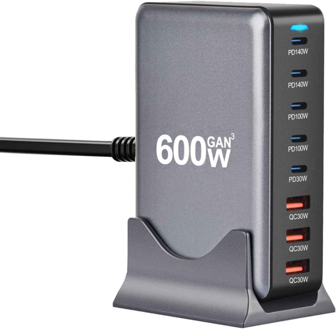 600W USB C Charger, Gan Charger Block 8 Port Charging Station, Fast Dual PD PPS 140W USB Wall Charger Compatible with Macbook Pro/Air/Ipad, Iphone 16/15/14/13/12, Galaxy, Laptop, Tablets image number 3