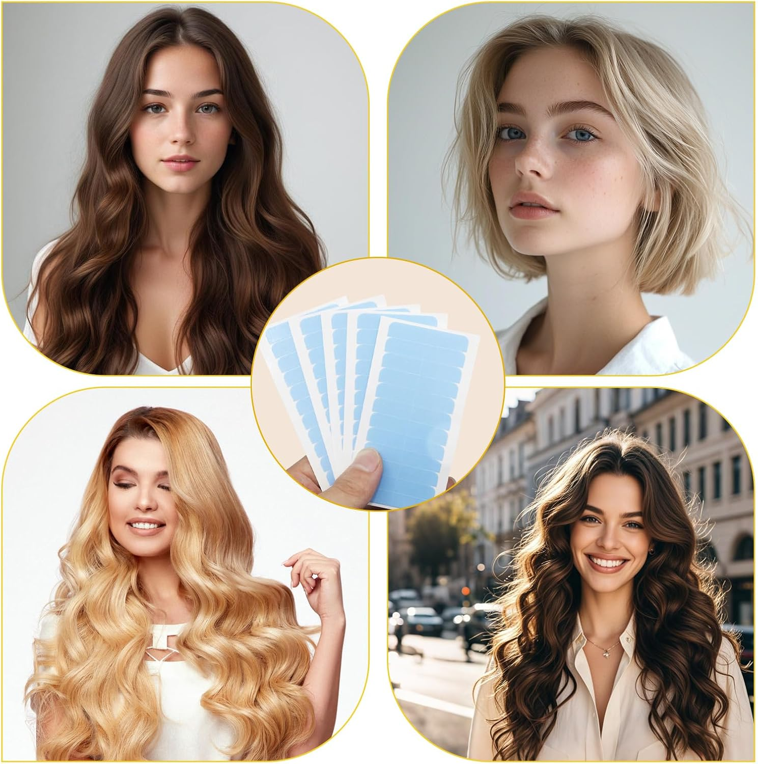 480 Pieces Hair Extension Tape, Strong Hold Tape Hair Extensions, Invisible Adhesive Hair Extension Tape, Suitable for Hair Extensions, Salon Use, At-Home Styling Long-Lasting Wear image number 5