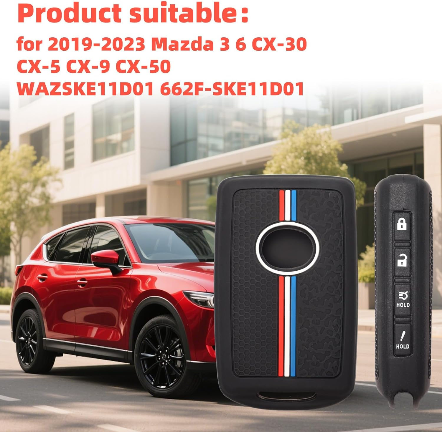 Fiohiros 2 Pack Silicone Smart Remote Car Key Fob Compatible with Mazda (2019-2023) 3 6 CX-30 CX-5 CX-9 CX-50 WAZSKE11D01 662F-SKE11D01 Car Key Cover Accessories image number 6